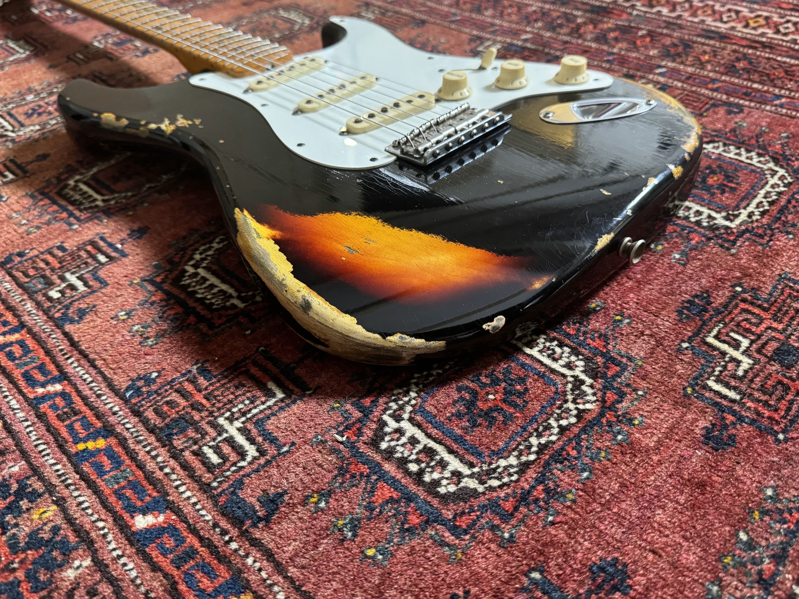 SOLD - 2016 Fender Custom Shop Mischief Maker LTD Heavy Relic Black over Sunburst