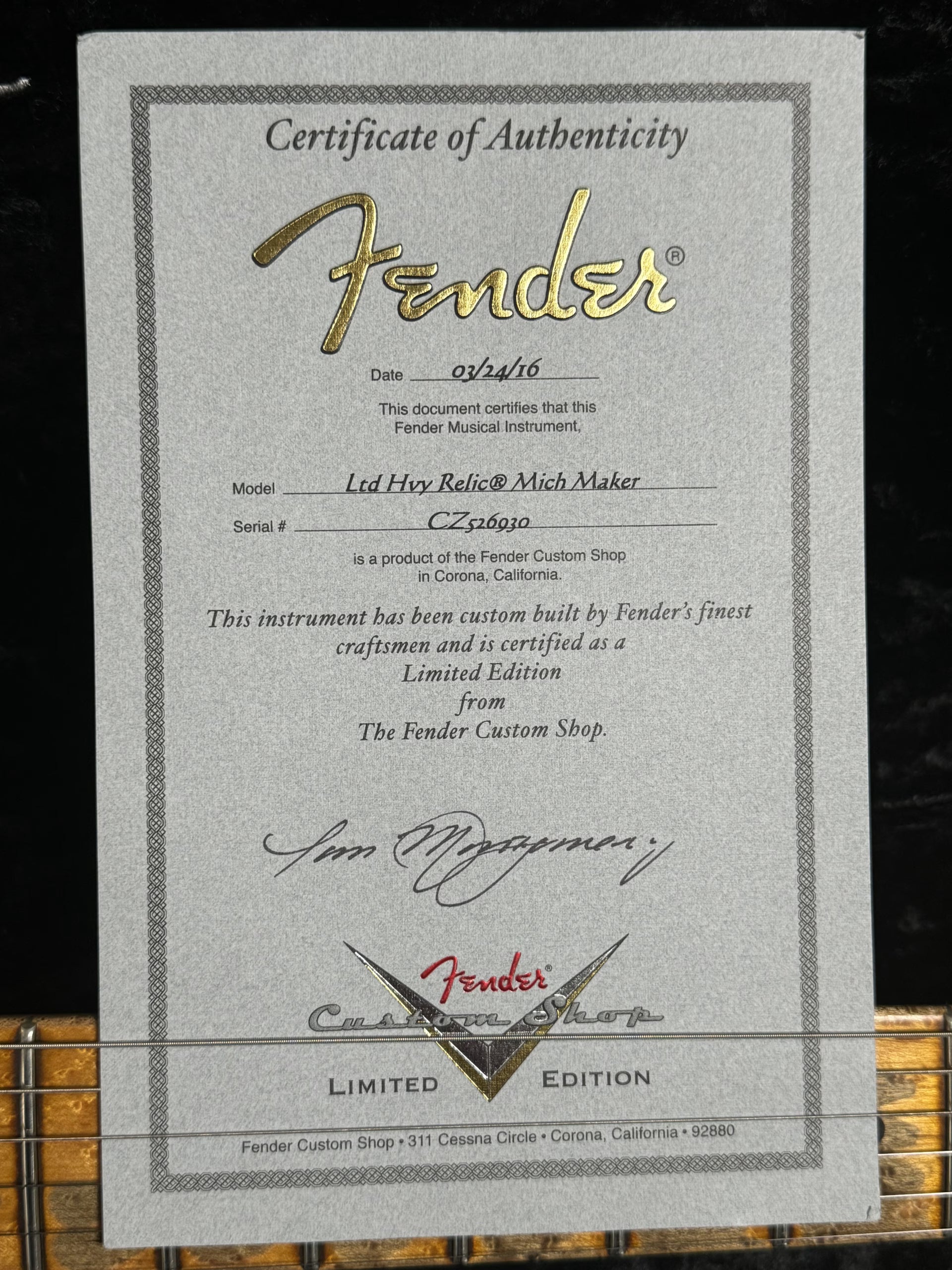SOLD - 2016 Fender Custom Shop Mischief Maker LTD Heavy Relic Black over Sunburst