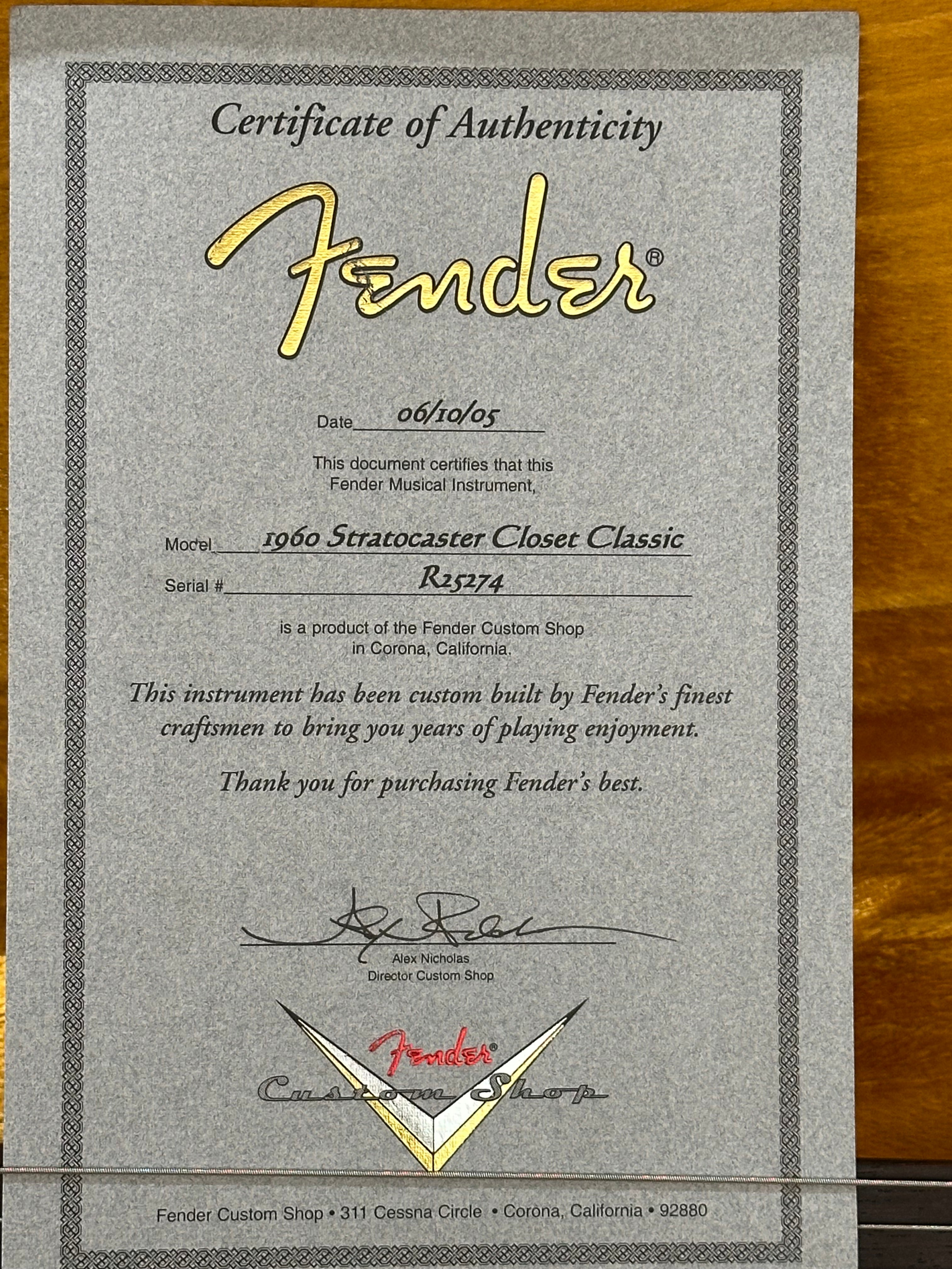 Fender Custom Shop '60 Closet Classic Stratocaster 2005 Sunburst