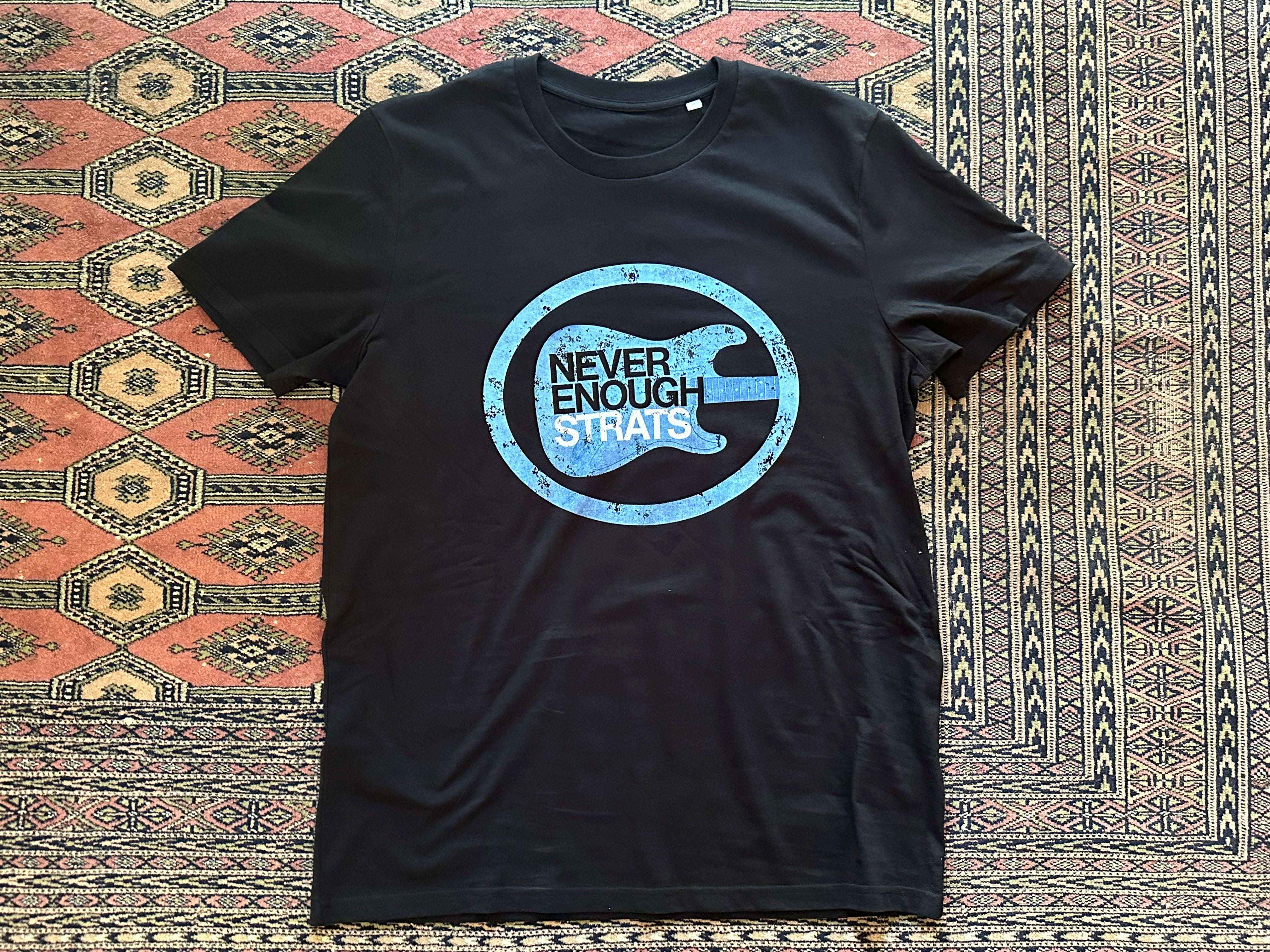 T-Shirt - Never Enough Strats 2025 Lake Placid Blue on Black