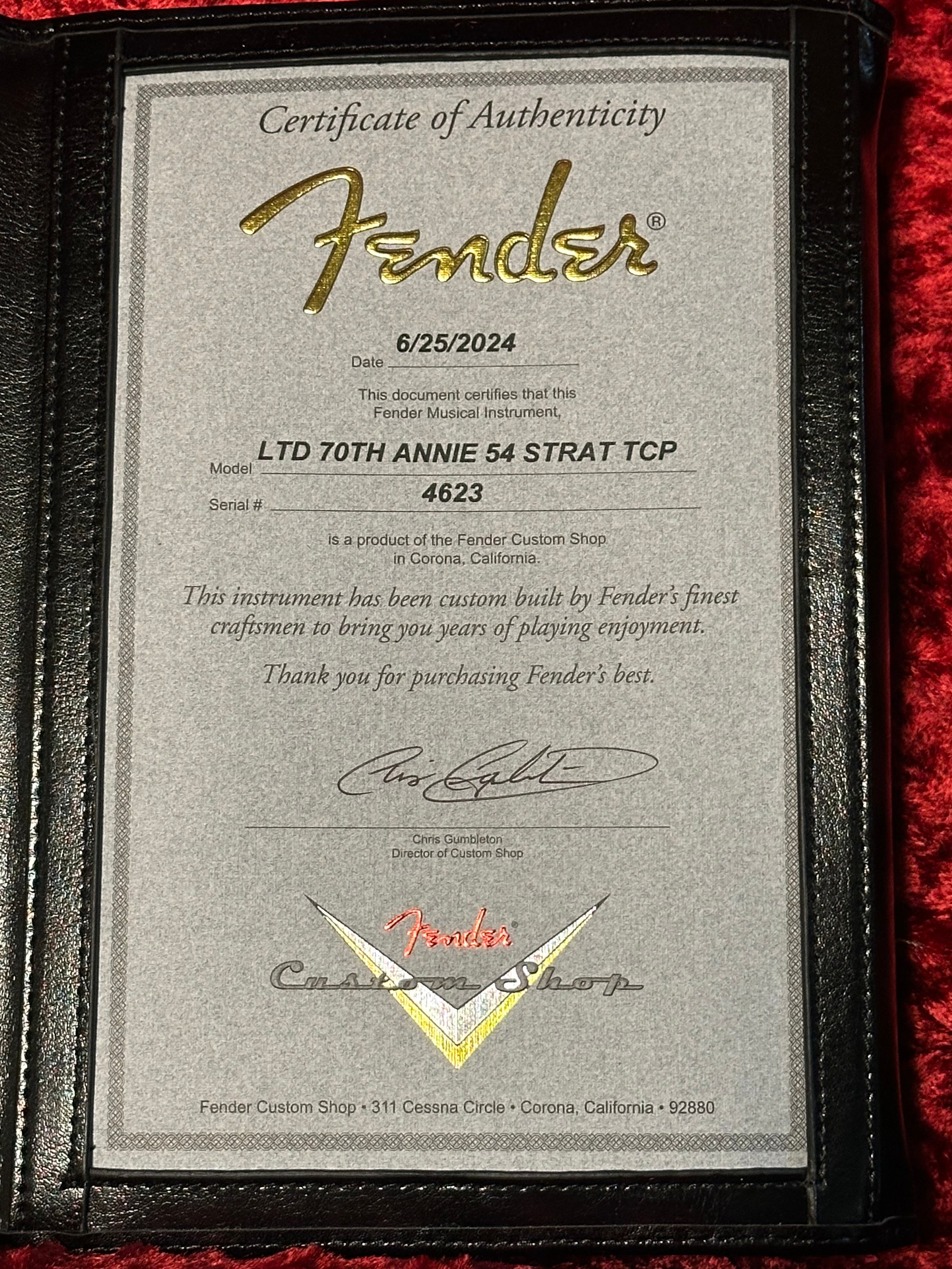 Fender Custom Shop '54 70th Anniversary LTD NOS Stratocaster 2024 Sunburst