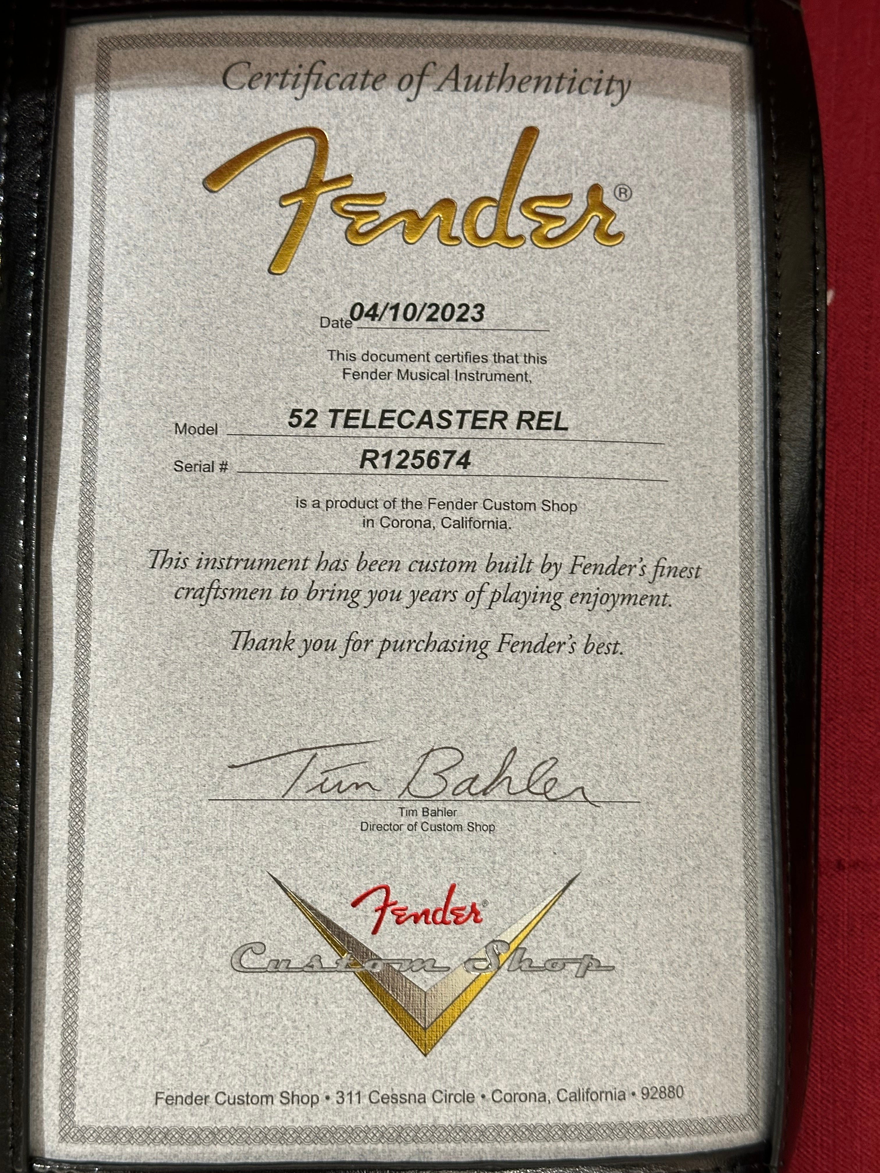 Fender Custom Shop '52 Relic Telecaster 2023 Nocaster Blonde