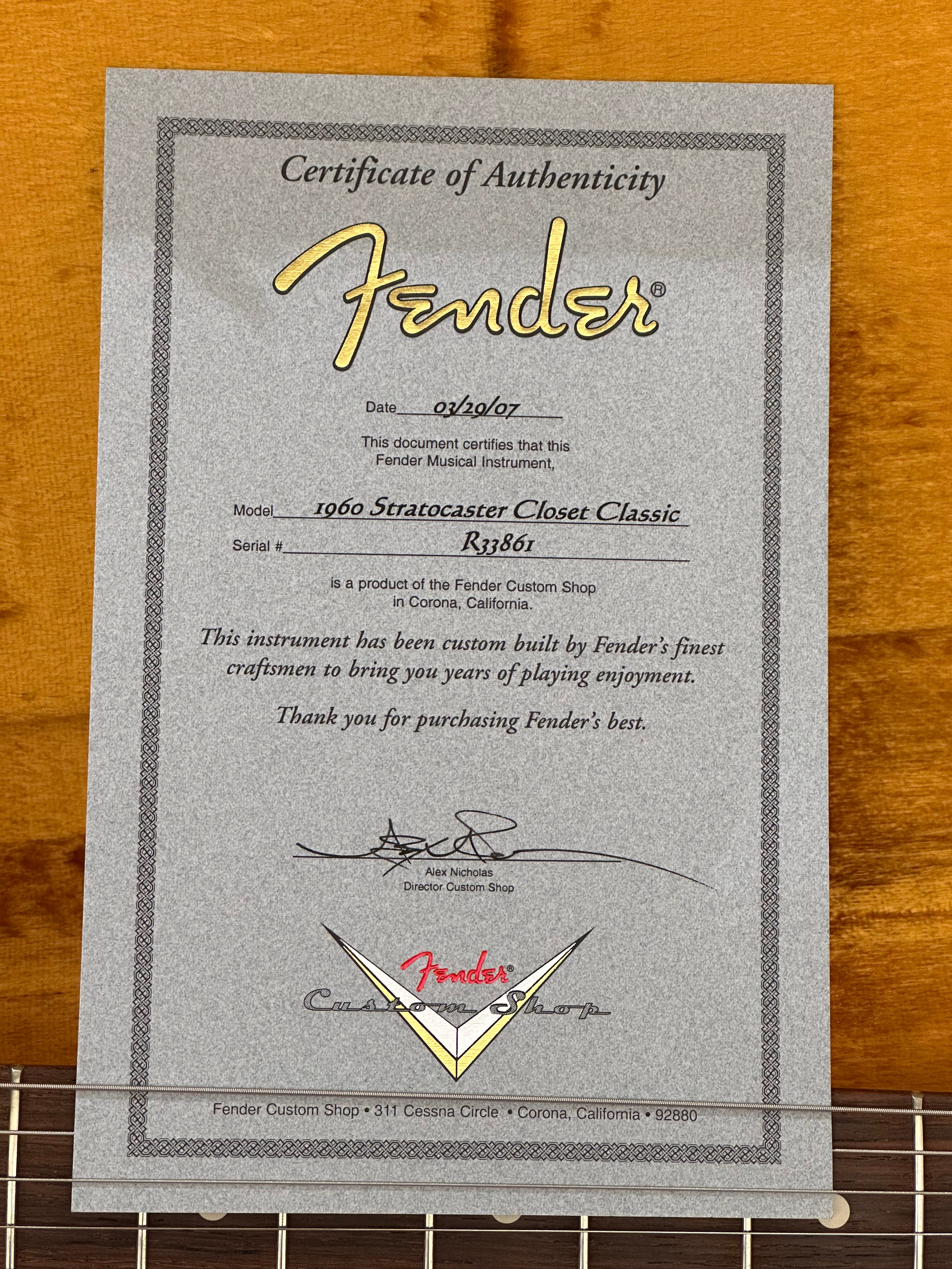 Fender Custom Shop '60 Closet Classic Stratocaster 2007 Fiesta Red