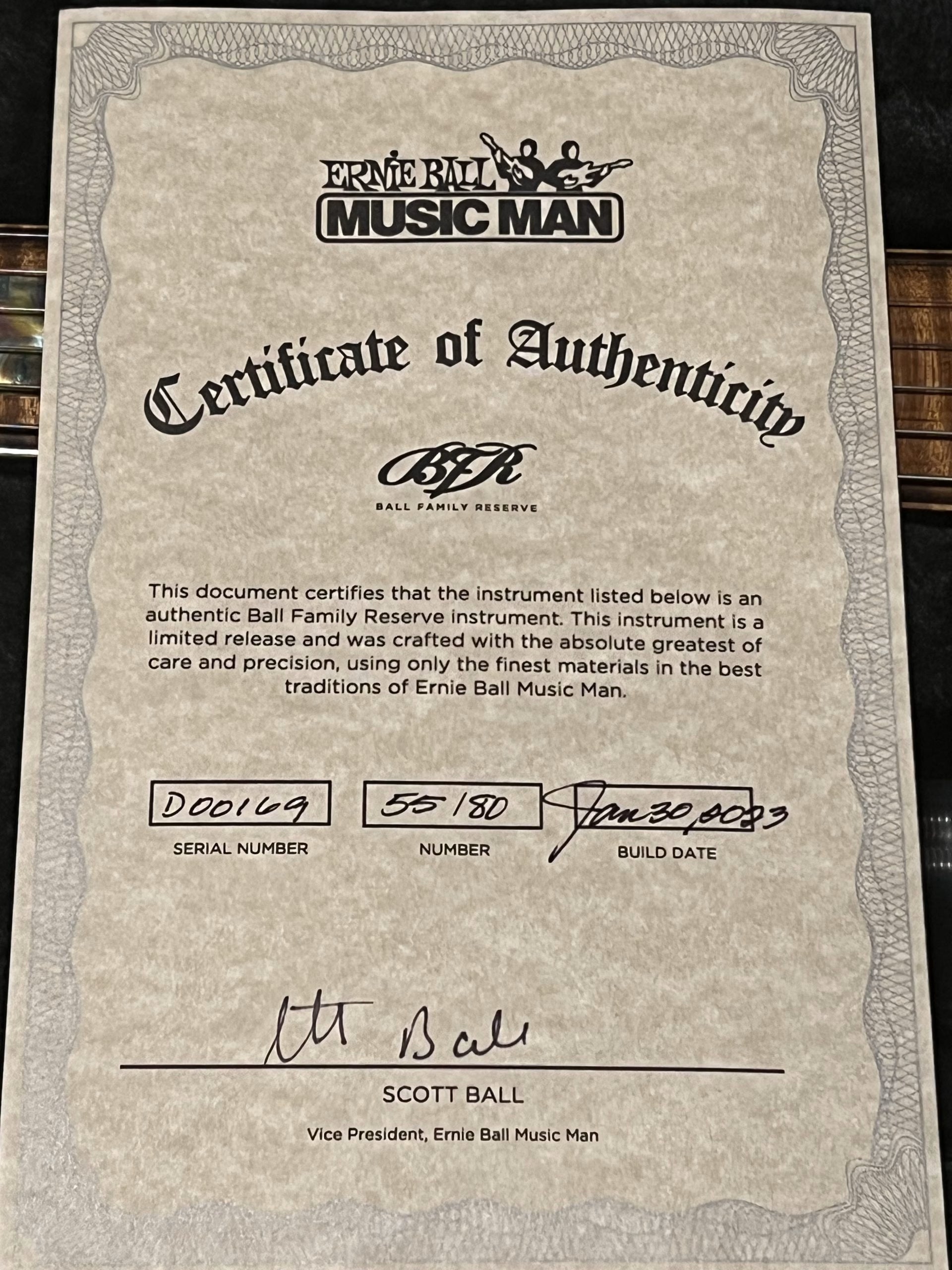 SOLD - Ernie Ball Music Man Ball Family Reserve Sabre HT Duello 2023