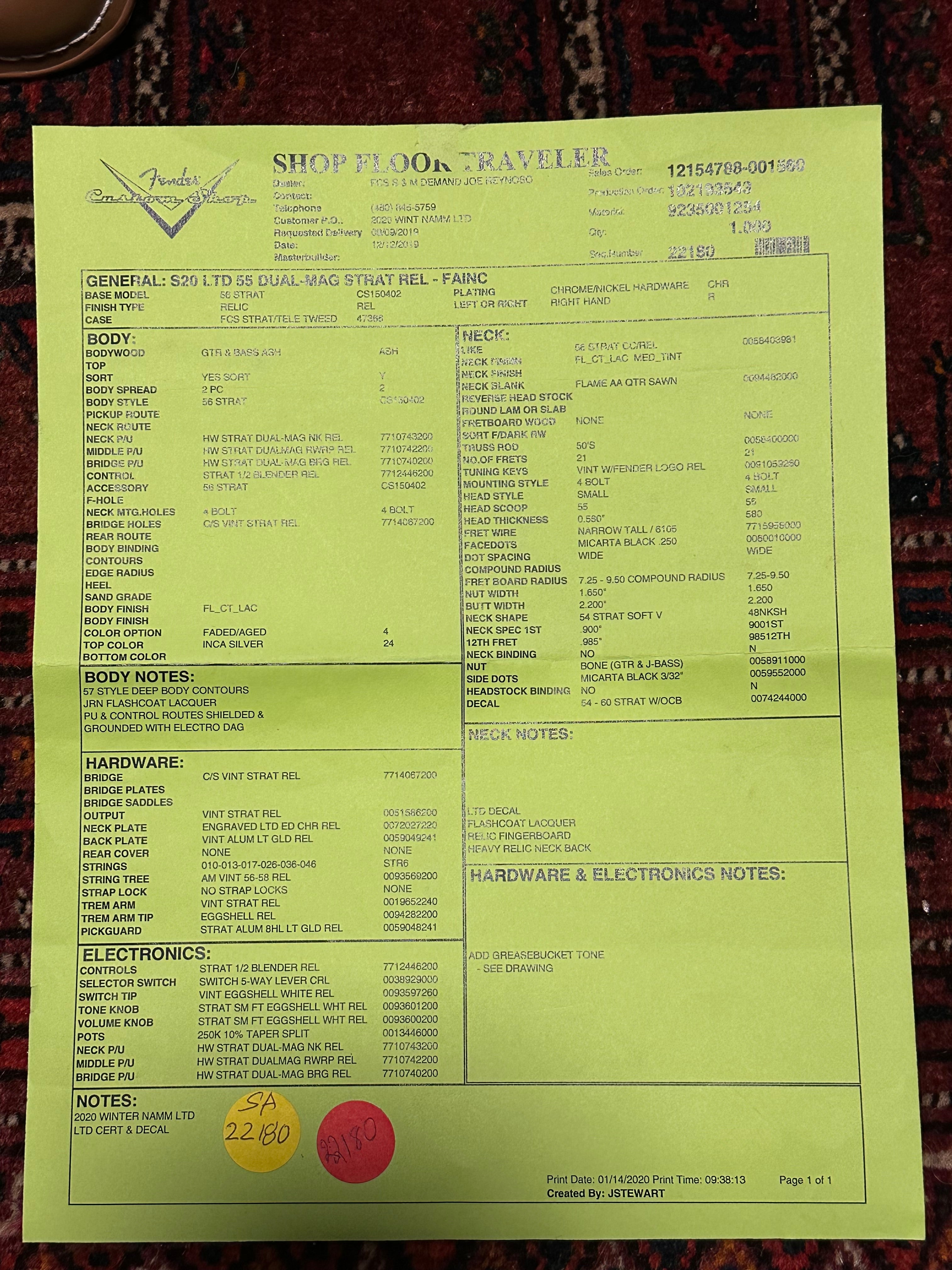 Fender Custom Shop '55 NAMM LTD Relic Stratocaster 2020 Inca Silver