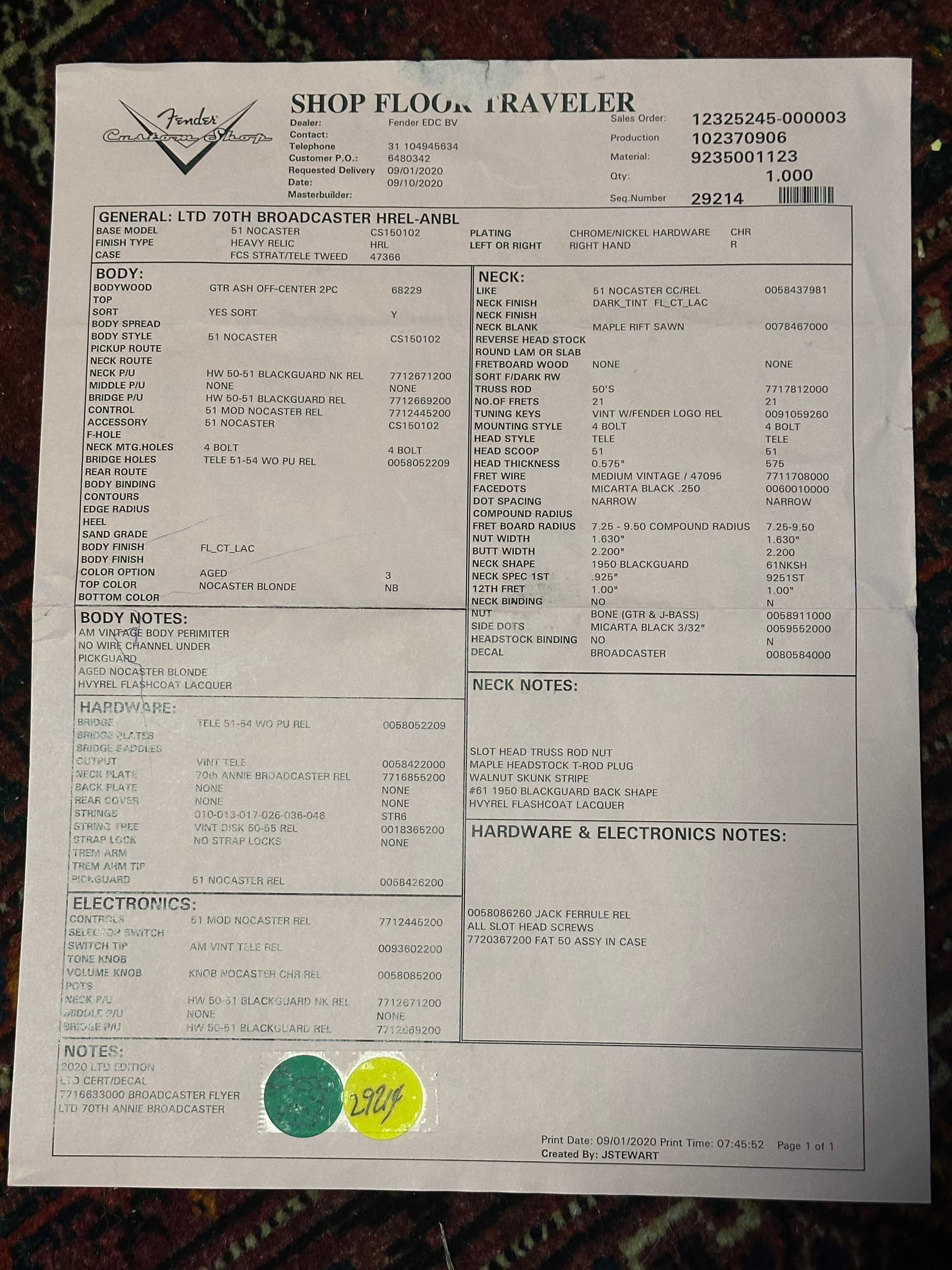 Reserved - Fender Custom Shop '50 LTD 70th Anniversary Heavy Relic Broadcaster 2020 Nocaster Blonde