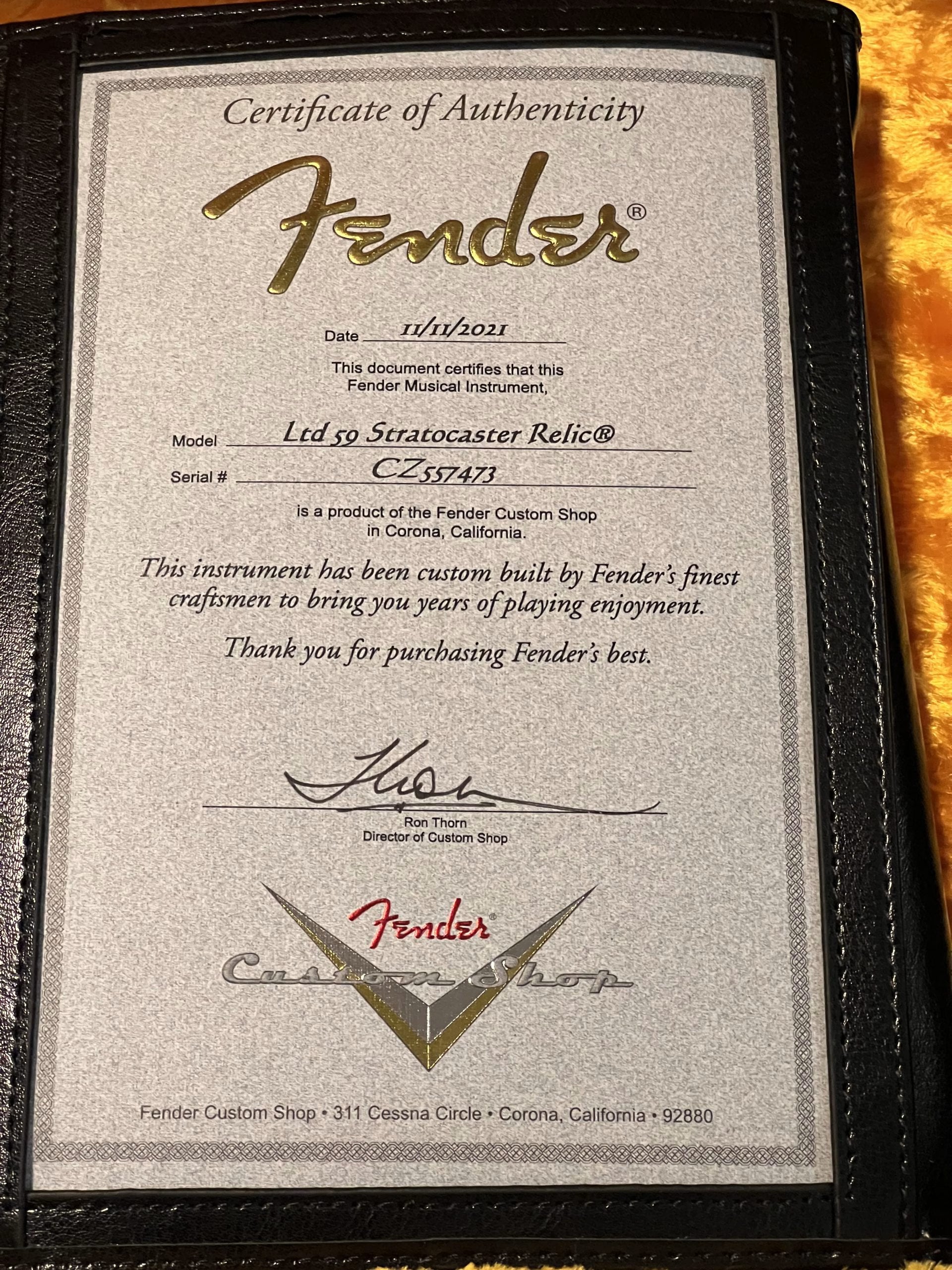 Fender Custom Shop '59 NAMM Ltd Relic Stratocaster 2021 Shoreline Gold