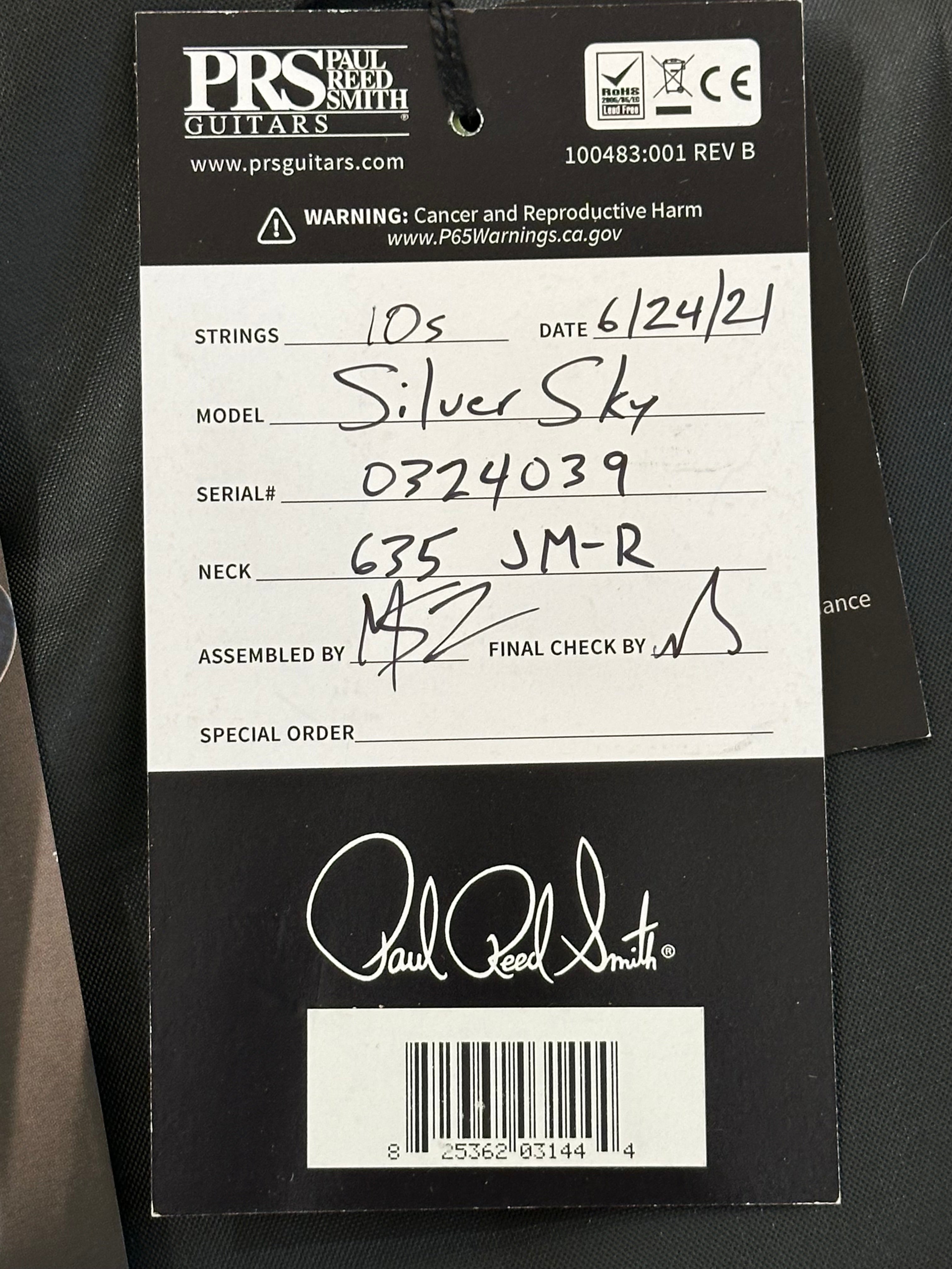 PRS Silver Sky Rosewood 2021 Orion Green