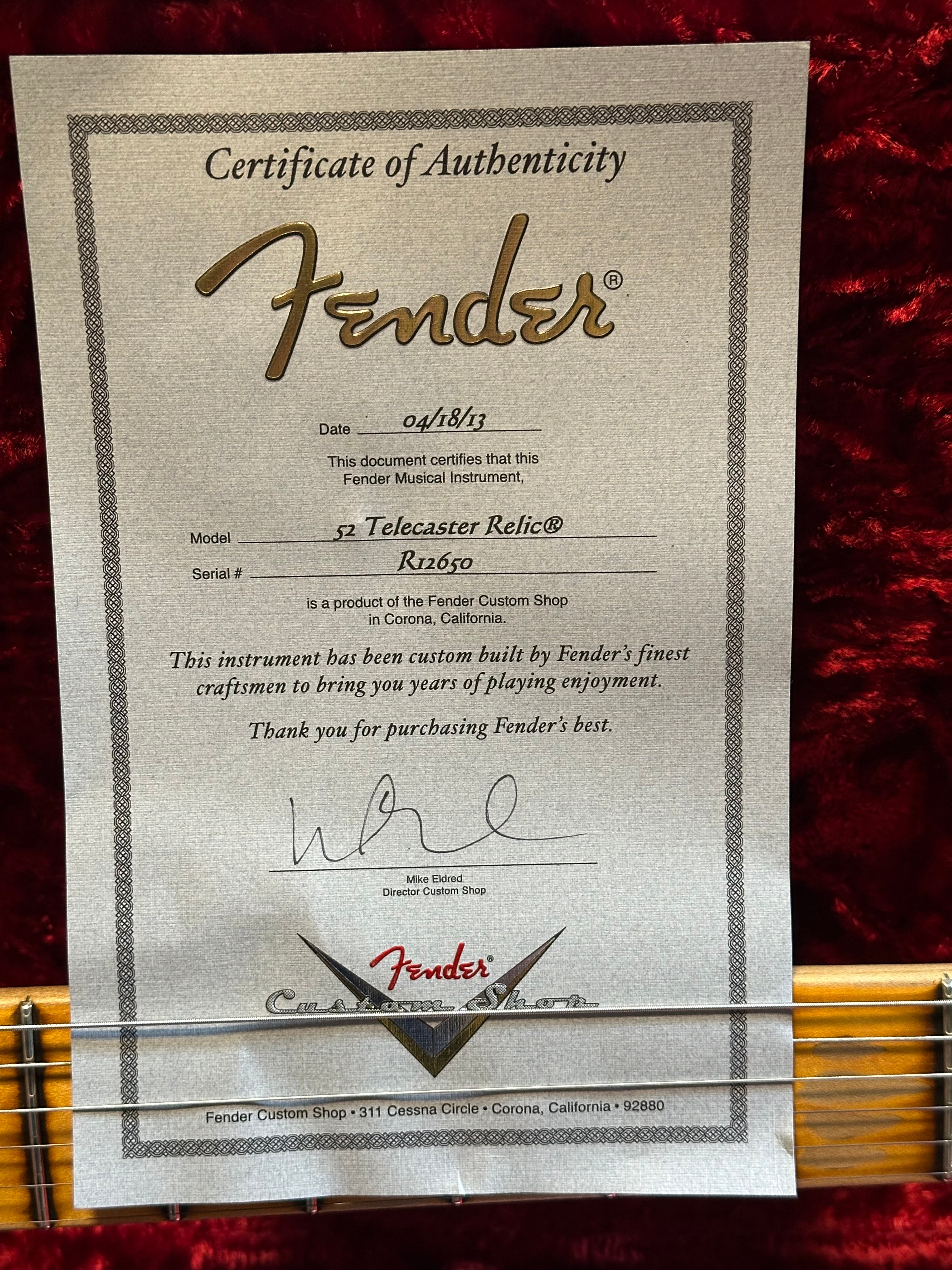 Fender Custom Shop '52 Heavy Relic Telecaster 2013 Graffiti Yellow