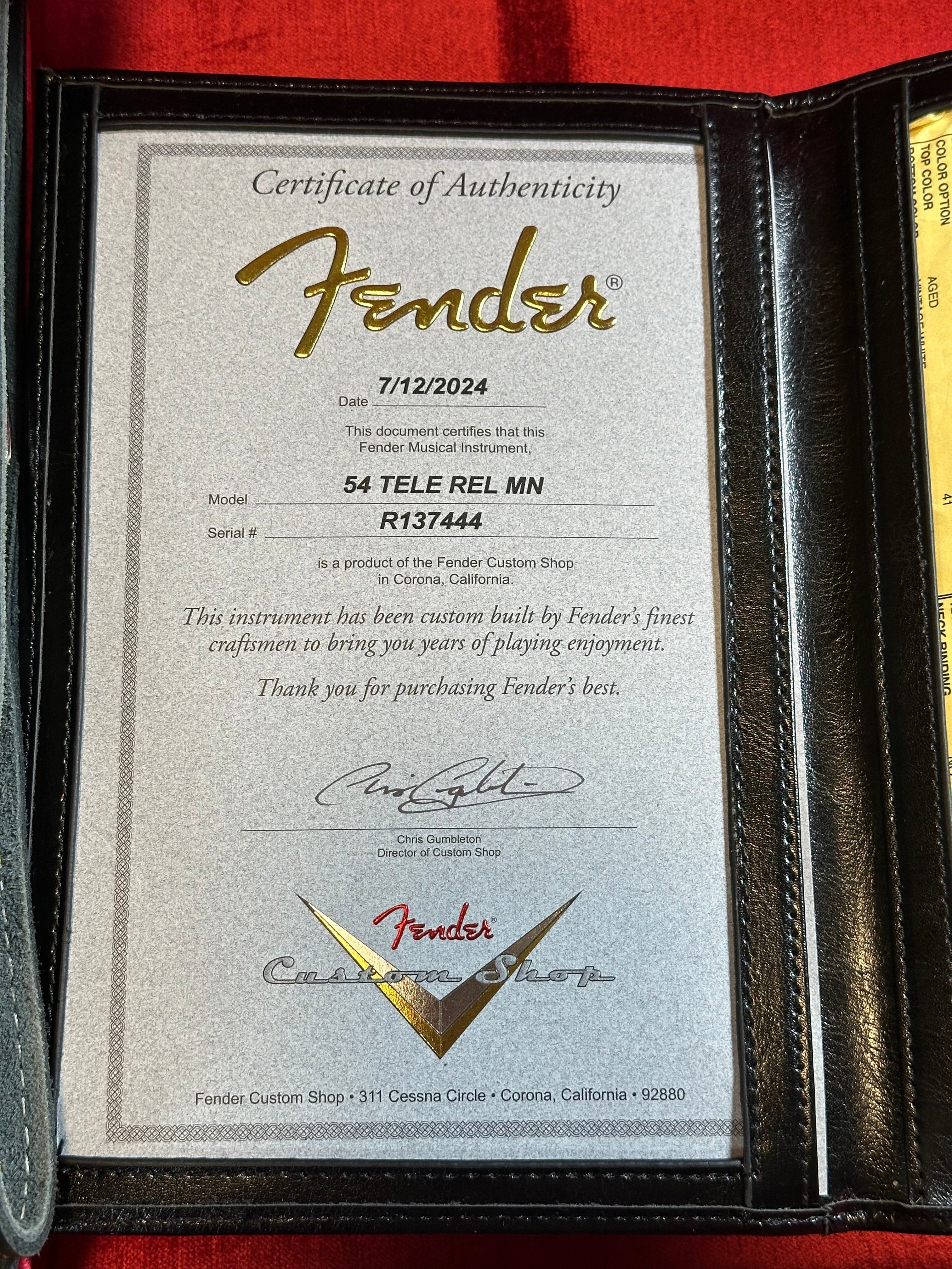 Fender Custom Shop '54 Relic Telecaster 2024 Aged White Blonde