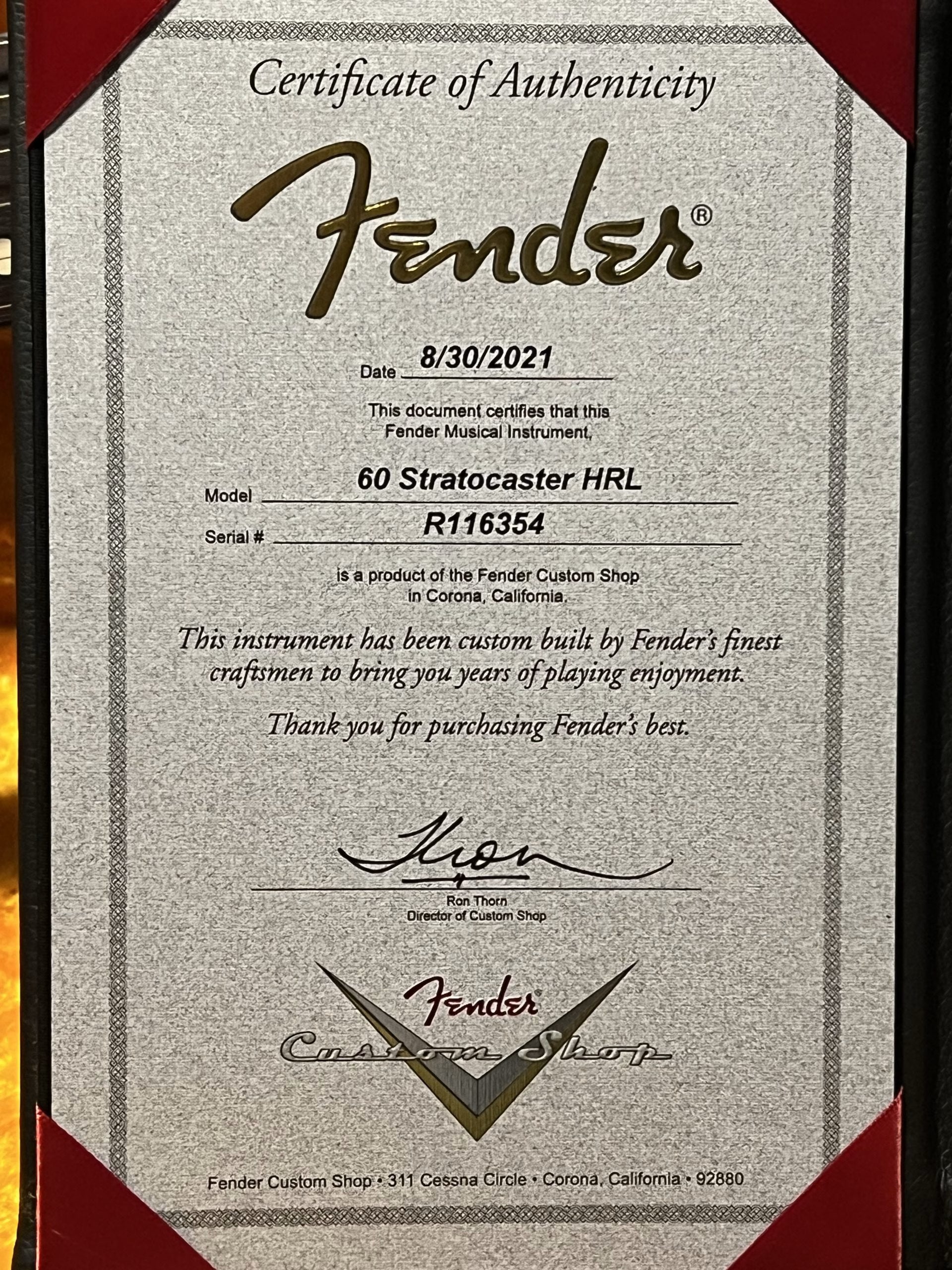 SOLD - 2021 Fender Custom Shop 60 Heavy Relic Stratocaster Sunburst