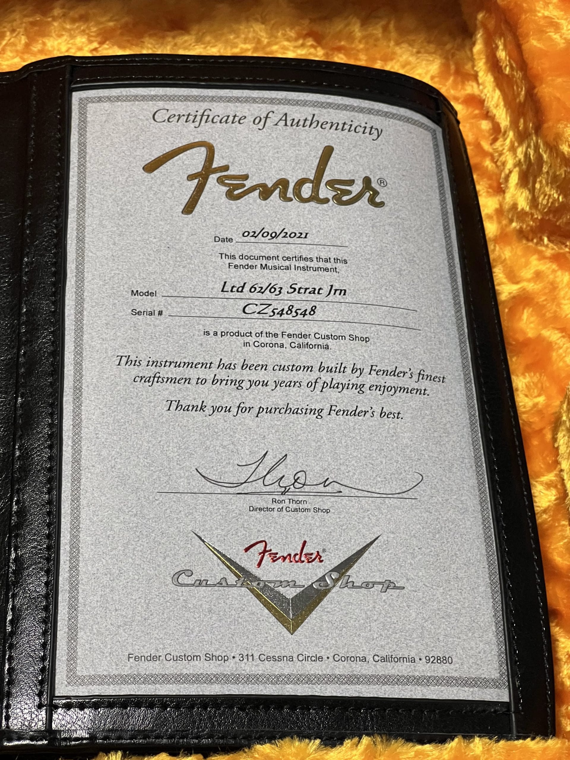 SOLD - 2021 Fender Custom Shop '62/'63 LTD Journeyman Stratocaster Sunburst