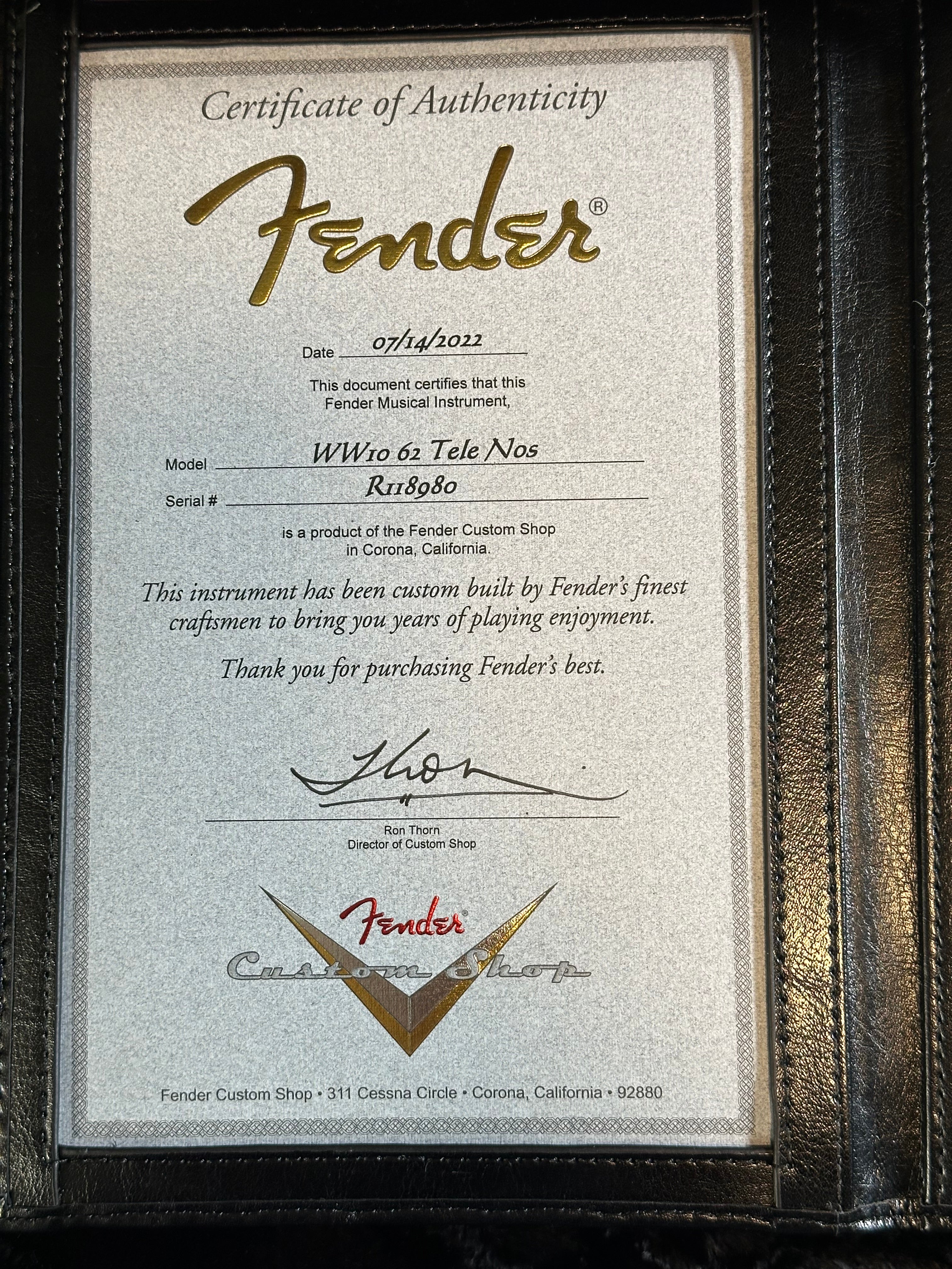 SOLD - 2022 Fender Custom Shop '62 Wildwood NOS Telecaster Silver Sparkle