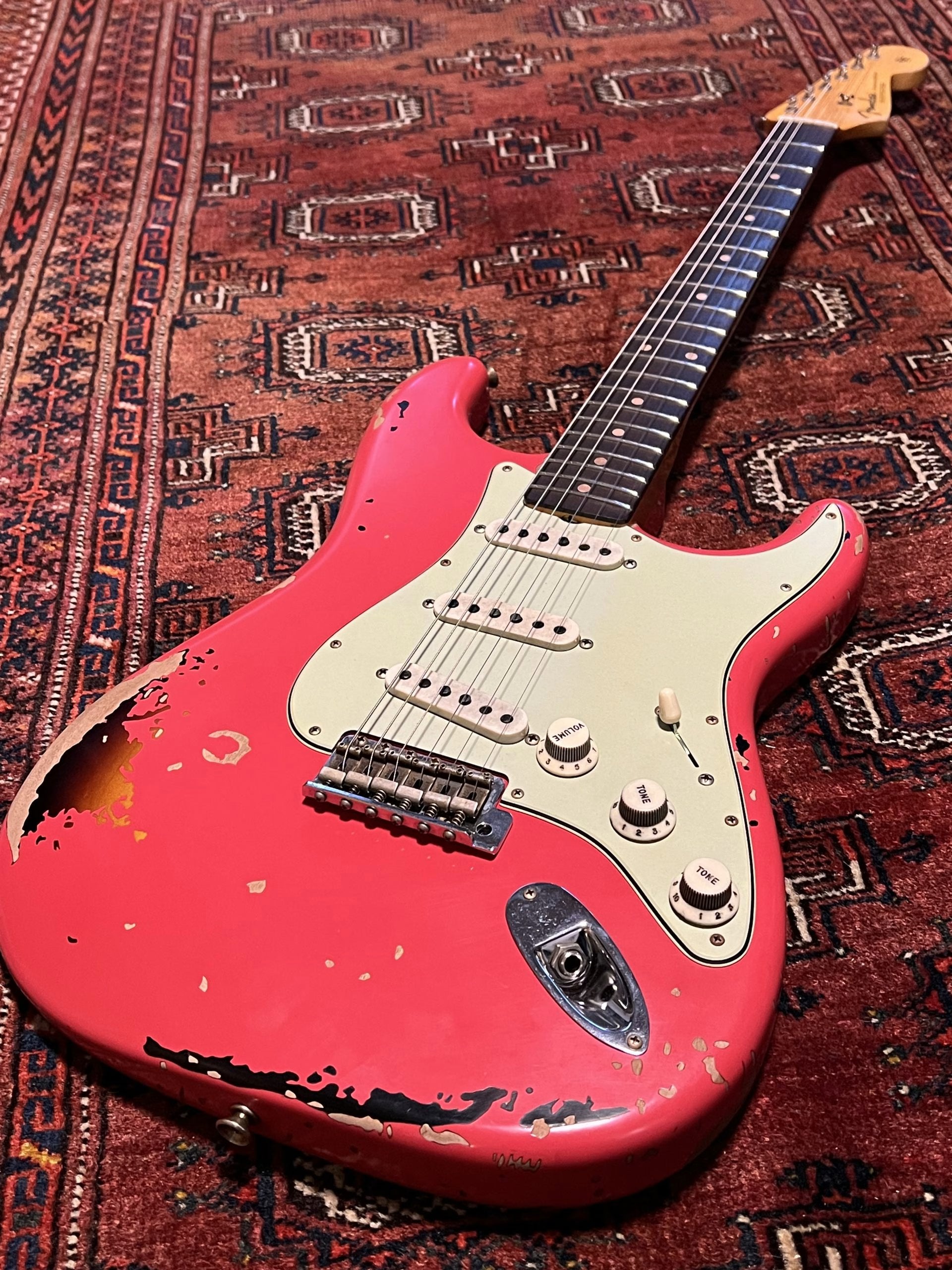 SOLD - 2023 Fender Custom Shop Michael Landau 63 Relic Stratocaster Fiesta Red over Sunburst