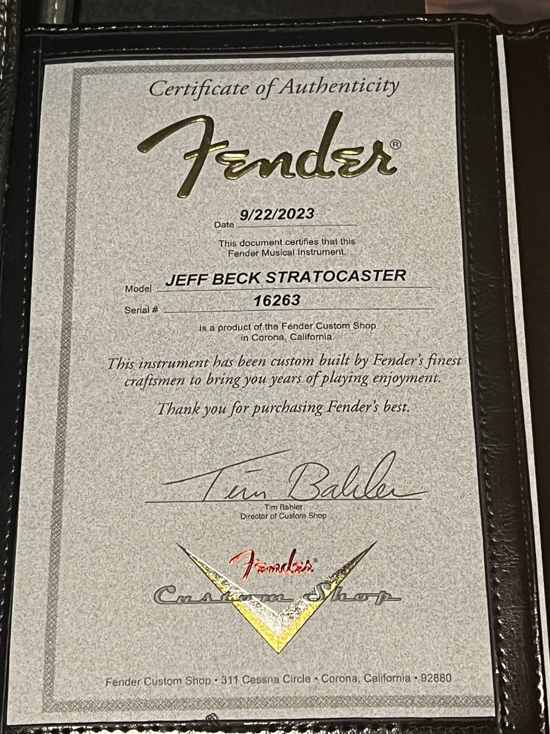 SOLD - 2023 Fender Custom Shop Jeff Beck Signature Stratocaster Surf Green