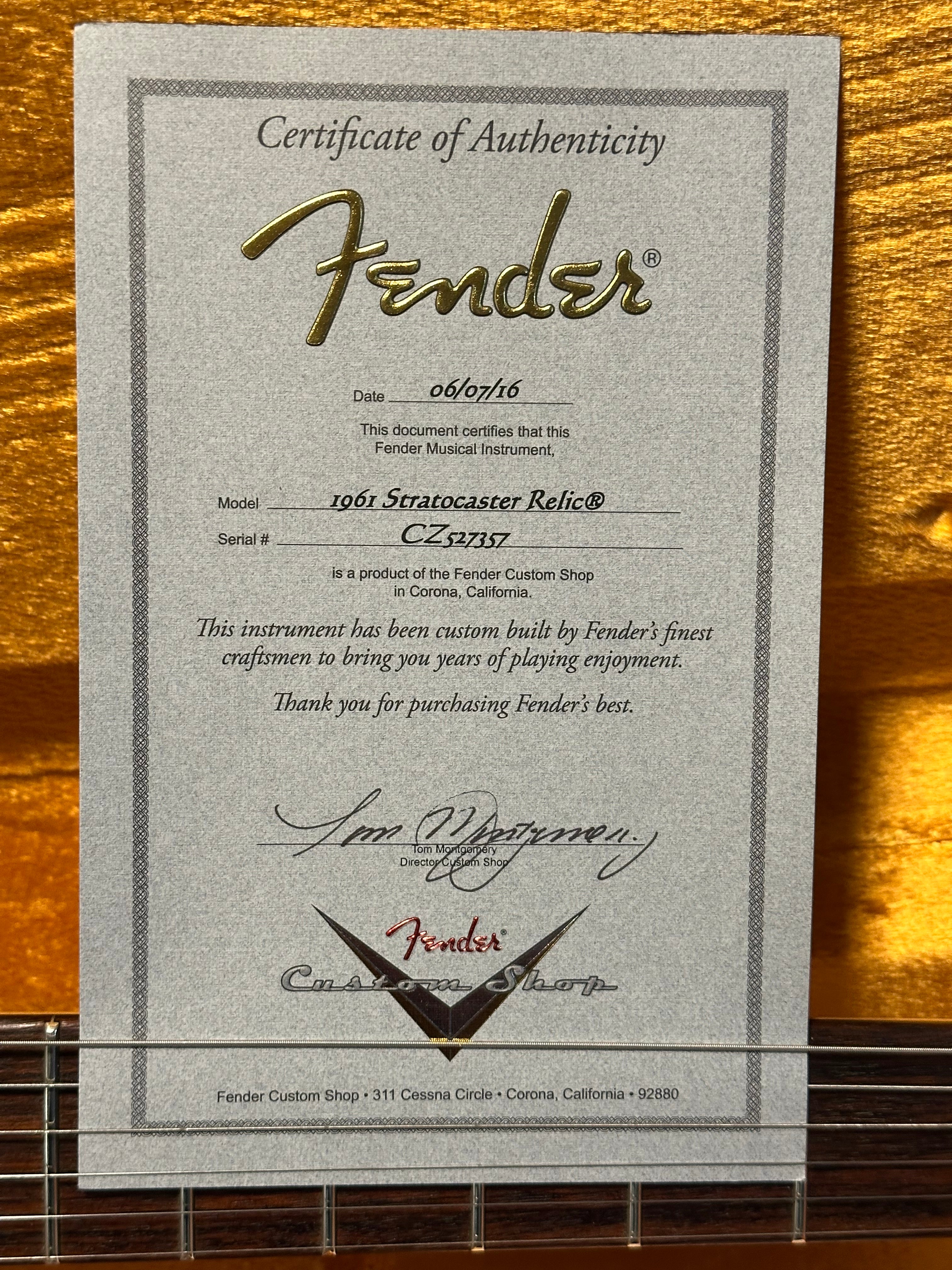 Fender Custom Shop '61 Relic Stratocaster 2016 Olympic White