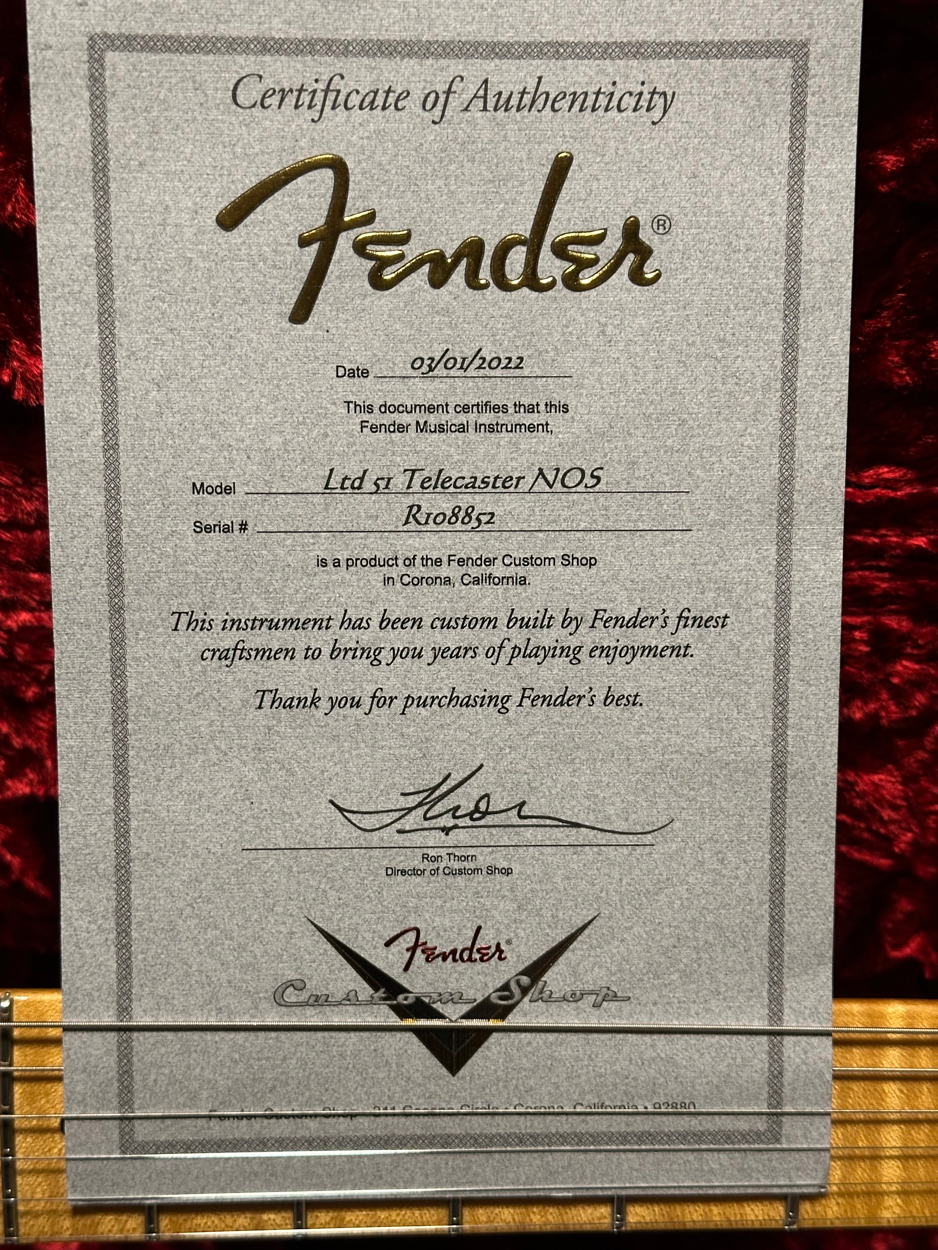SOLD - 2022 Fender Custom Shop '51 LTD NOS Telecaster Nocaster Blonde