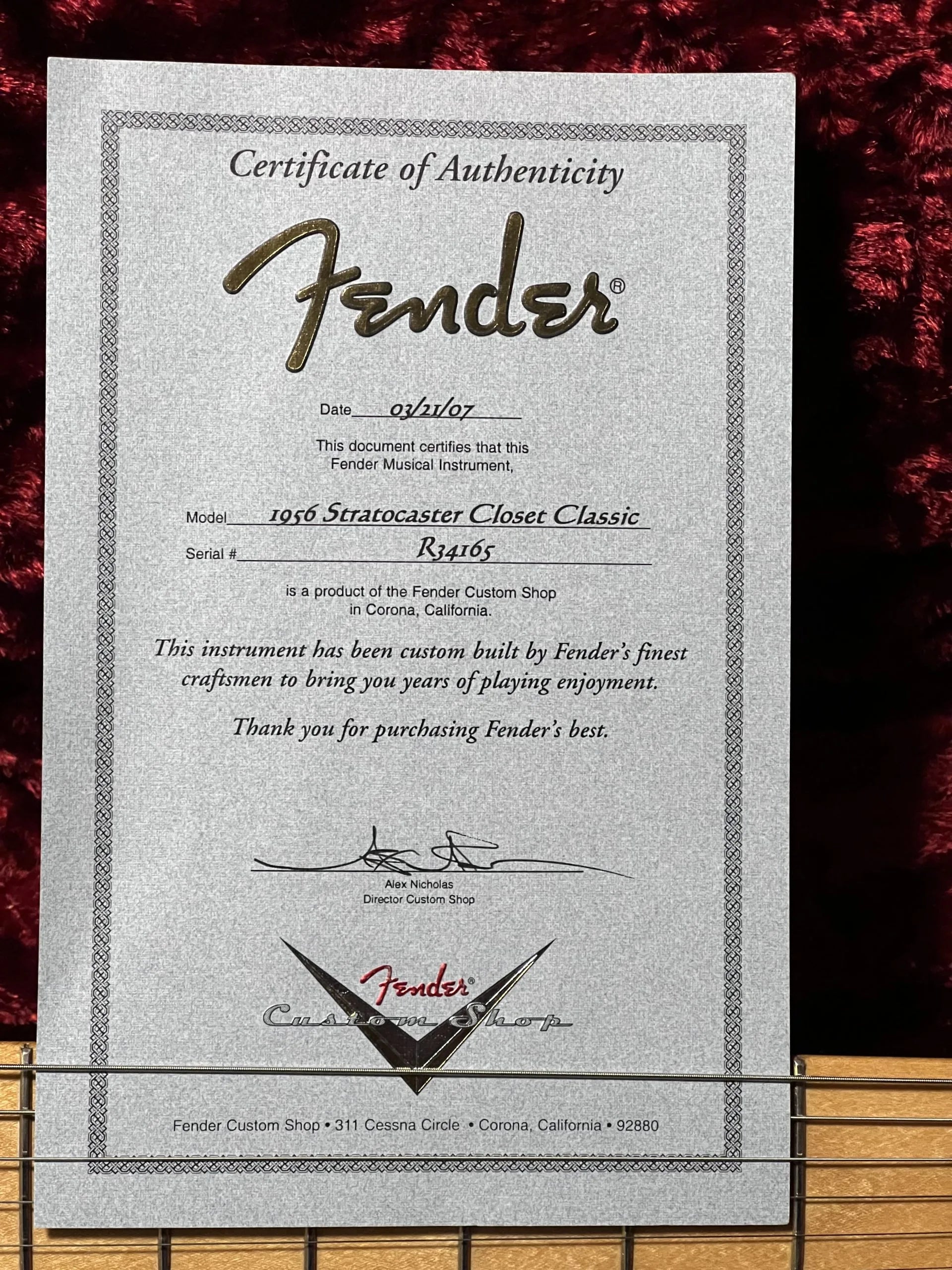 Fender Custom Shop '56 Closet Classic Stratocaster 2007 Fiesta Red