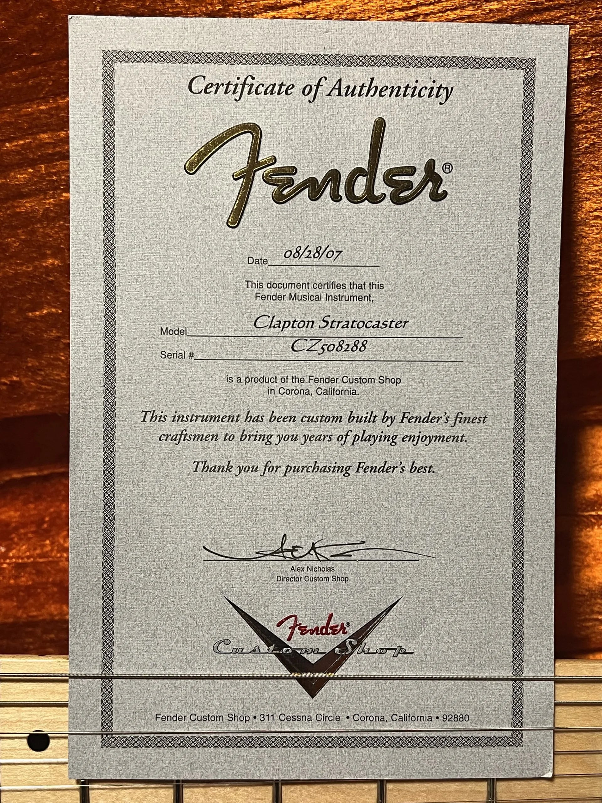 SOLD - 2007 Fender Custom Shop Clapton Signature NOS Stratocaster Midnight Blue