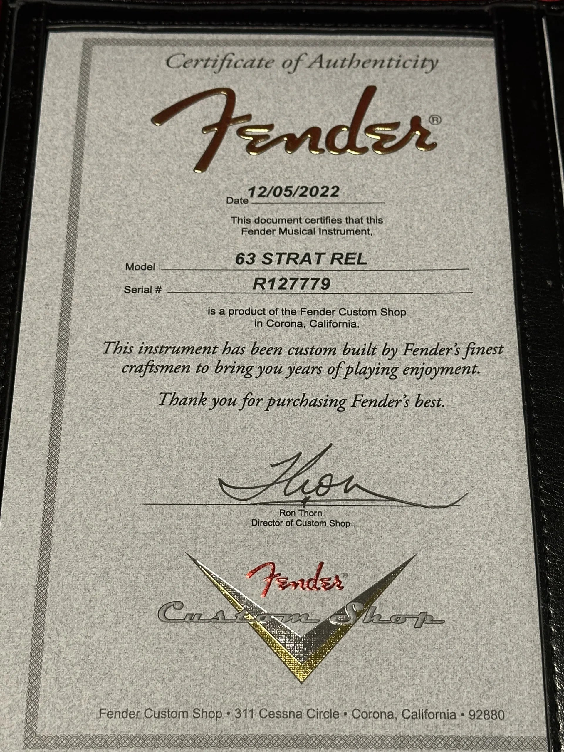 Fender Custom Shop '63 Relic Stratocaster 2022 Fiesta Red