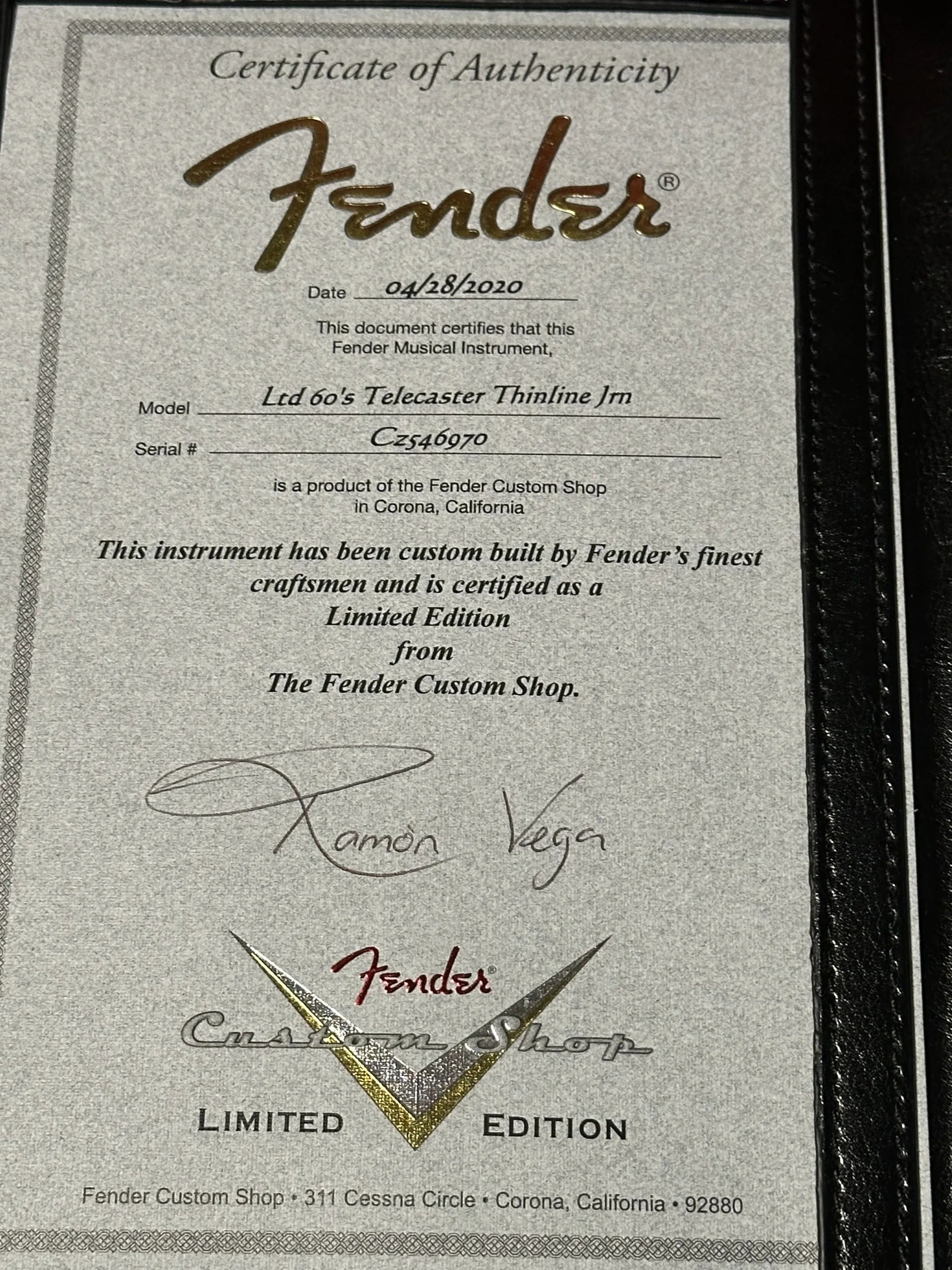 SOLD - 2020 Fender Custom Shop Telecaster Thinline '60s LTD Journeyman Sunburst