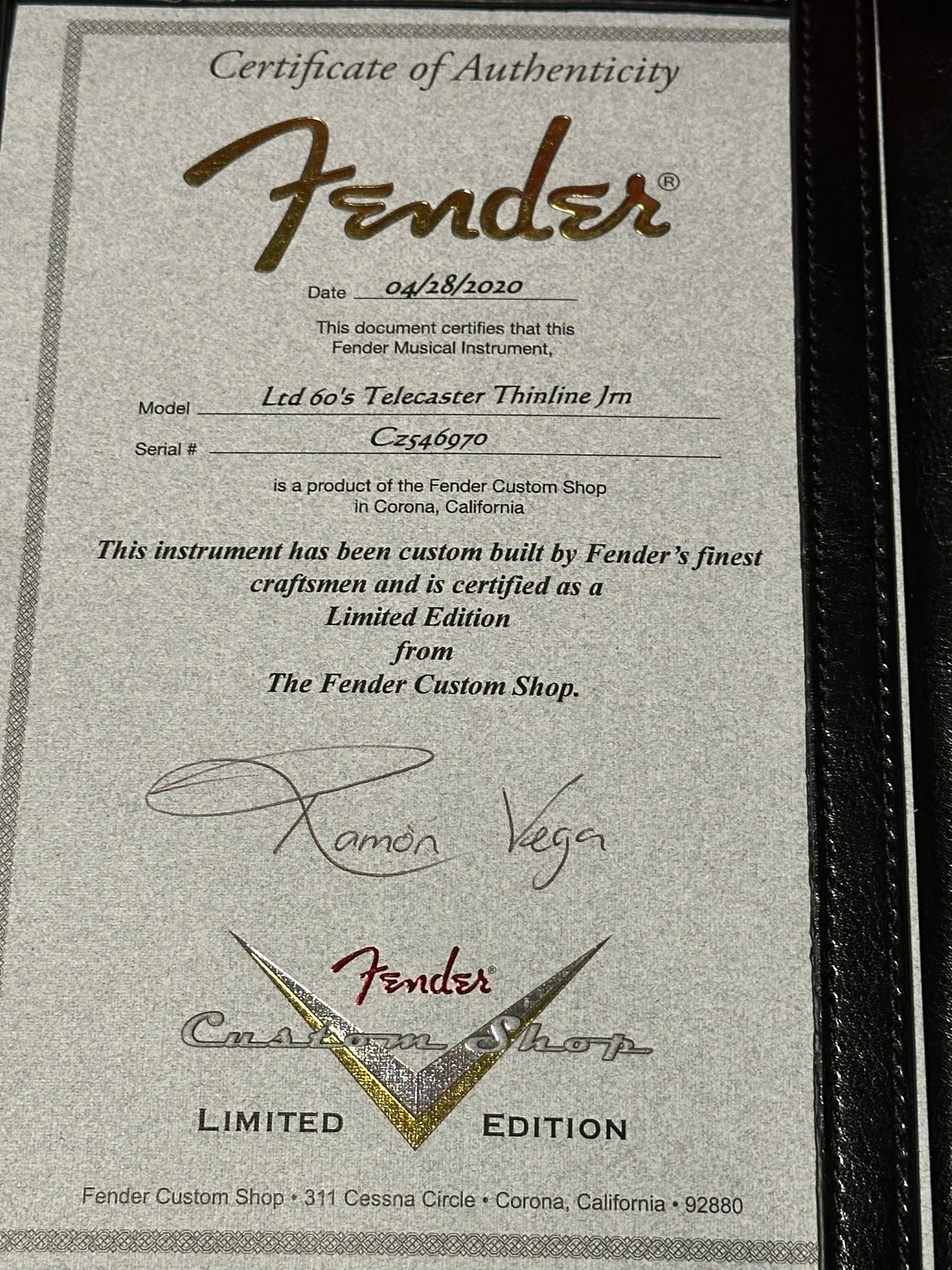 SOLD – 2020 Fender Custom Shop ’60s Thinline LTD Journeyman Telecaster Sunburst