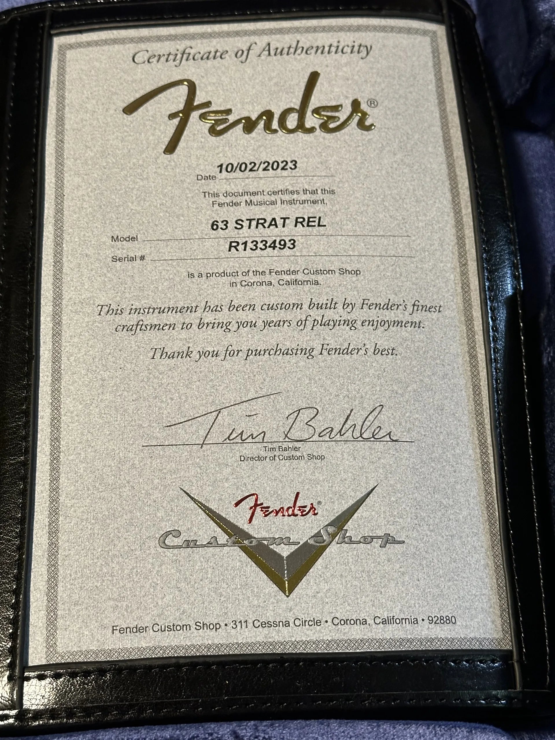Fender Custom Shop '63 Relic Stratocaster 2023 Olympic White