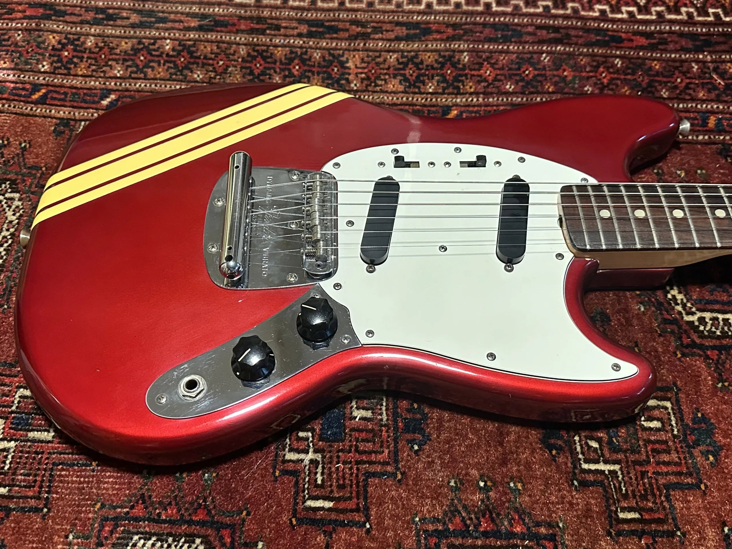 SOLD - 1974 Fender Competition Mustang Candy Apple Red