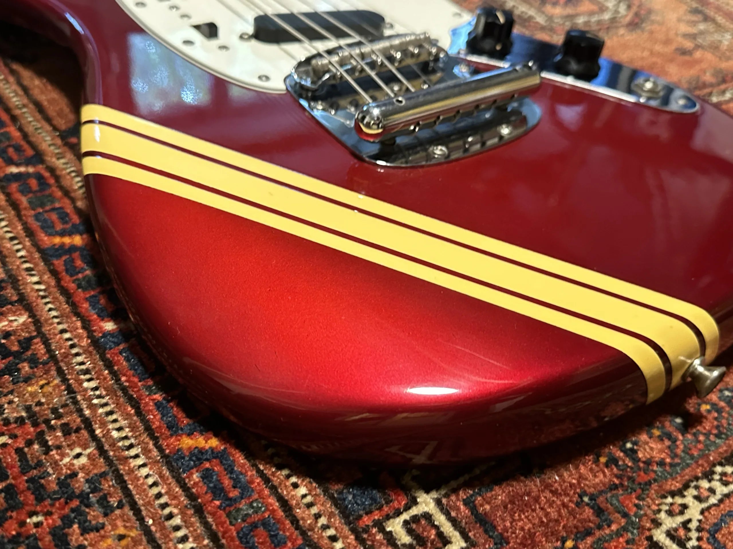 SOLD - 1974 Fender Competition Mustang Candy Apple Red