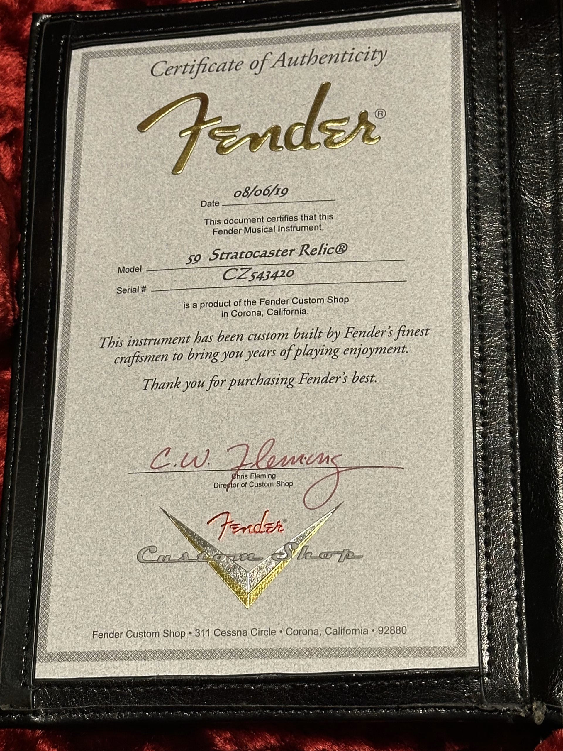 SOLD - 2019 Fender Custom Shop '59 Heavy Relic Stratocaster Black