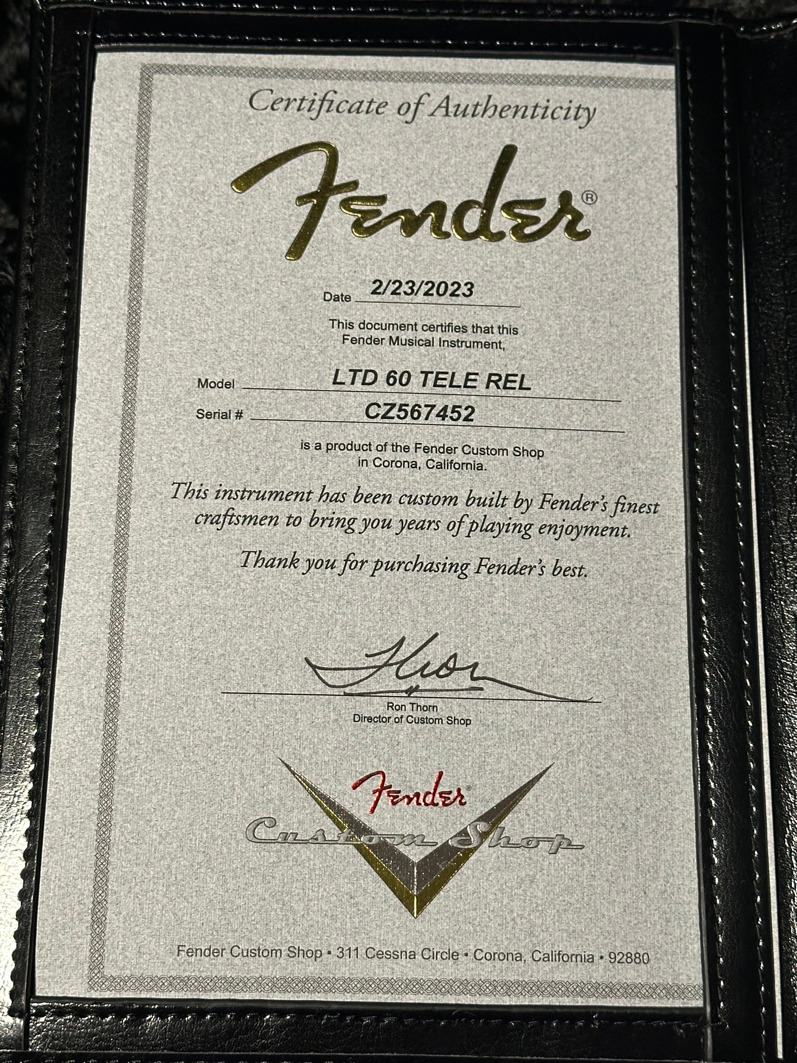 SOLD – 2023 Fender Custom Shop ’60 Limited Edition Relic Telecaster in Ocean Tuquoise