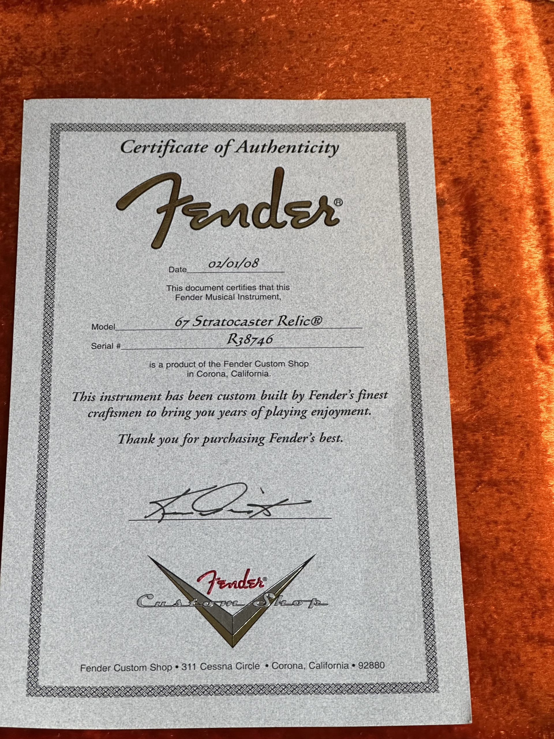 Fender Custom Shop '67 Relic Masterbuilt Mark Kendrick Stratocaster 2008 Sunburst