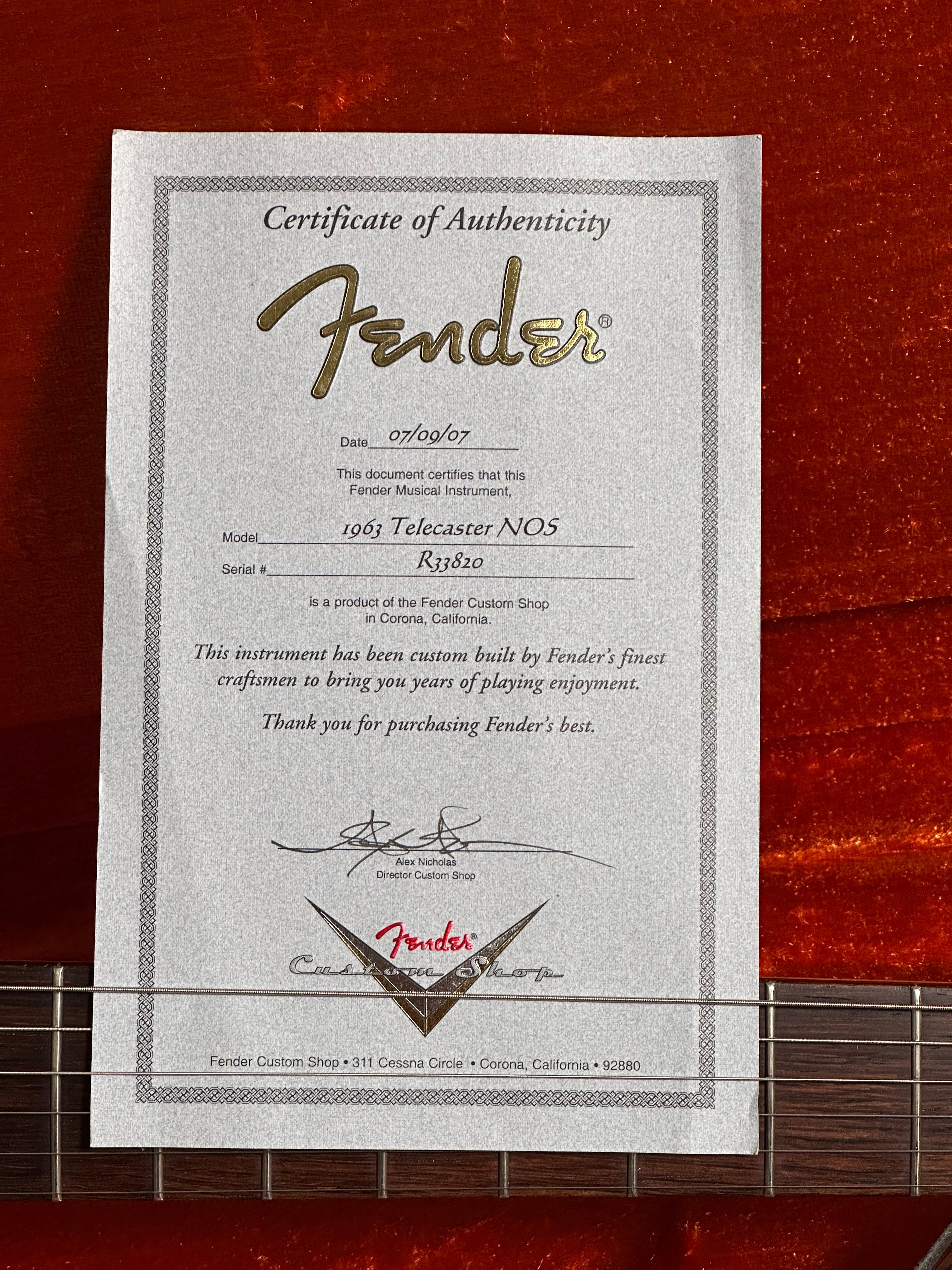 Fender Custom Shop ’63 NOS Telecaster 2007 Fiesta Red