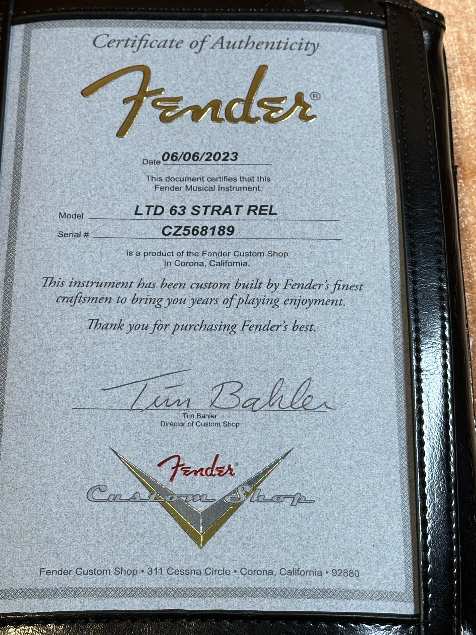 SOLD - Fender Custom Shop '63 LTD Relic Stratocaster 2023 Sherwood Green