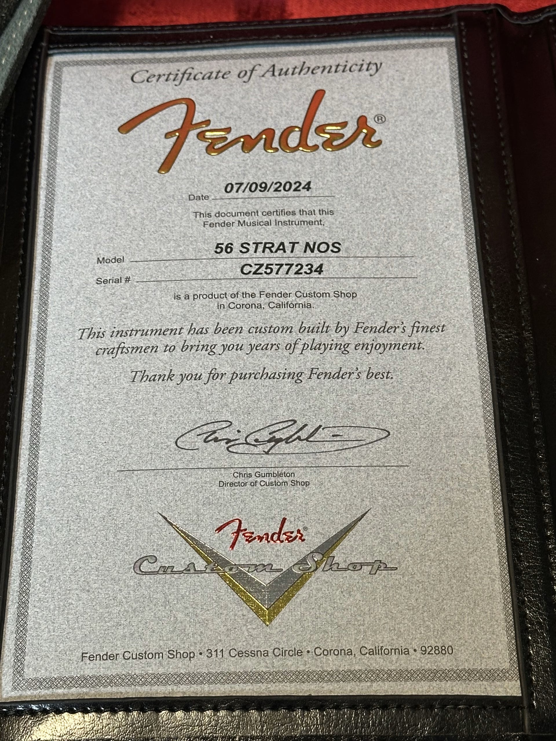 Fender Custom Shop '56 NOS Stratocaster 2024 Sunburst