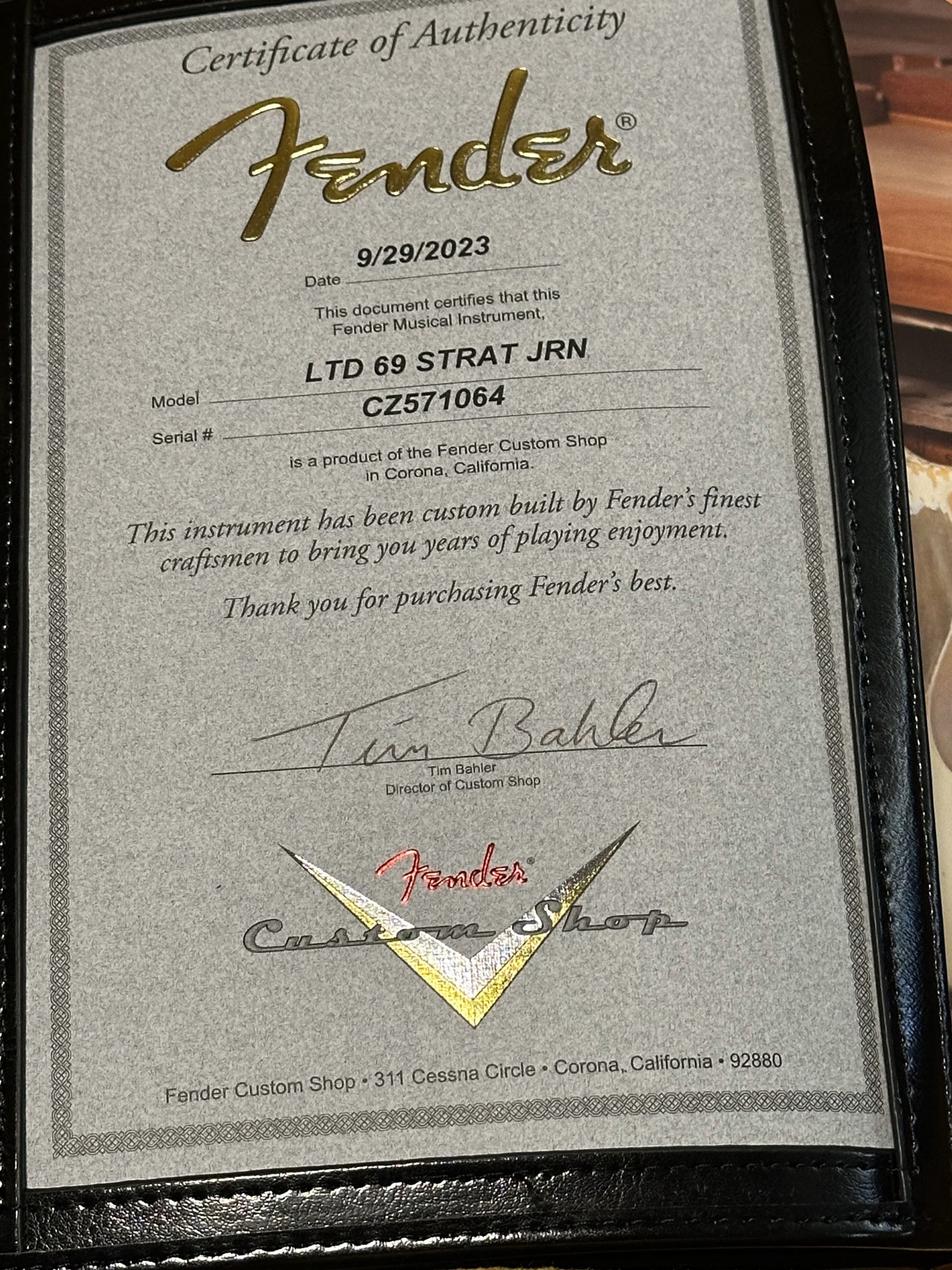 SOLD - 2023 Fender Custom Shop '69 LTD Journeyman Stratocaster Black