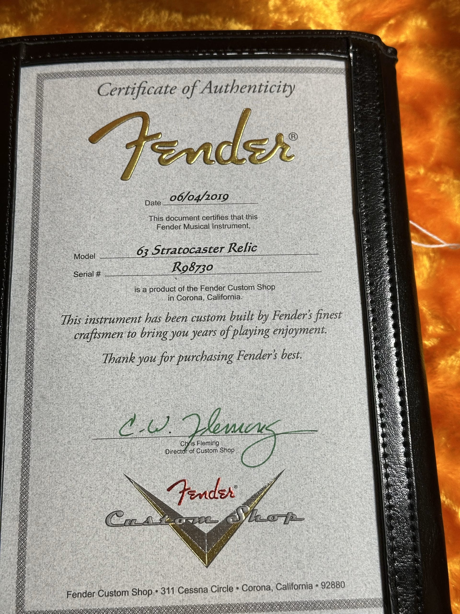 Fender Custom Shop '63 Relic Stratocaster 2019 Sunburst