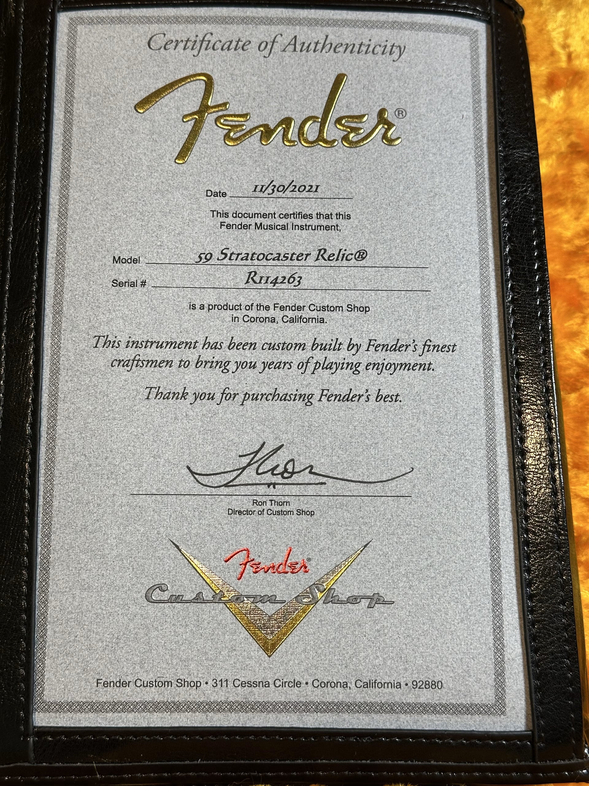 SOLD - 2021 Fender Custom Shop '59 Relic Stratocaster Sonic Blue