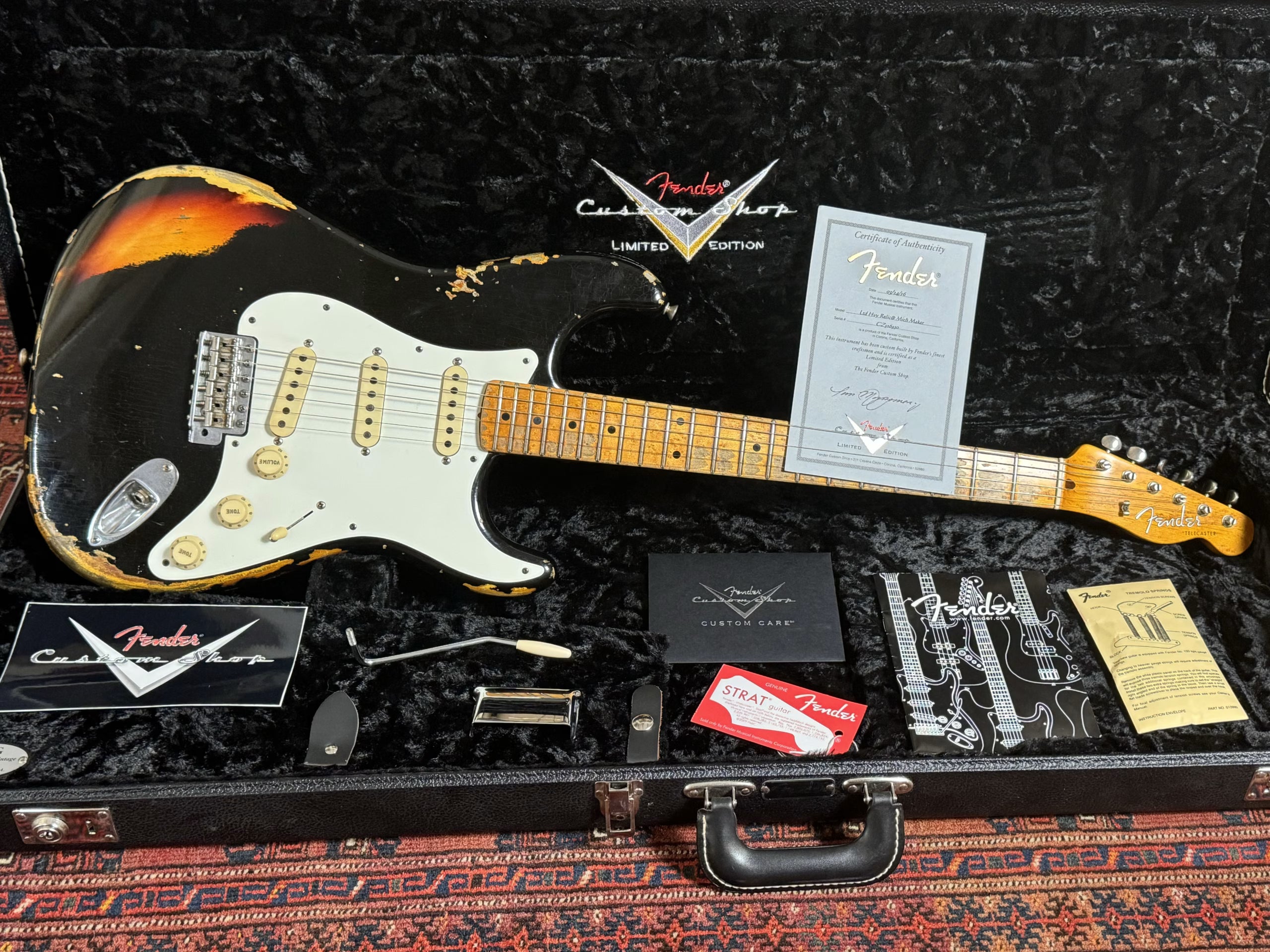 SOLD - 2016 Fender Custom Shop Mischief Maker LTD Heavy Relic Black over Sunburst