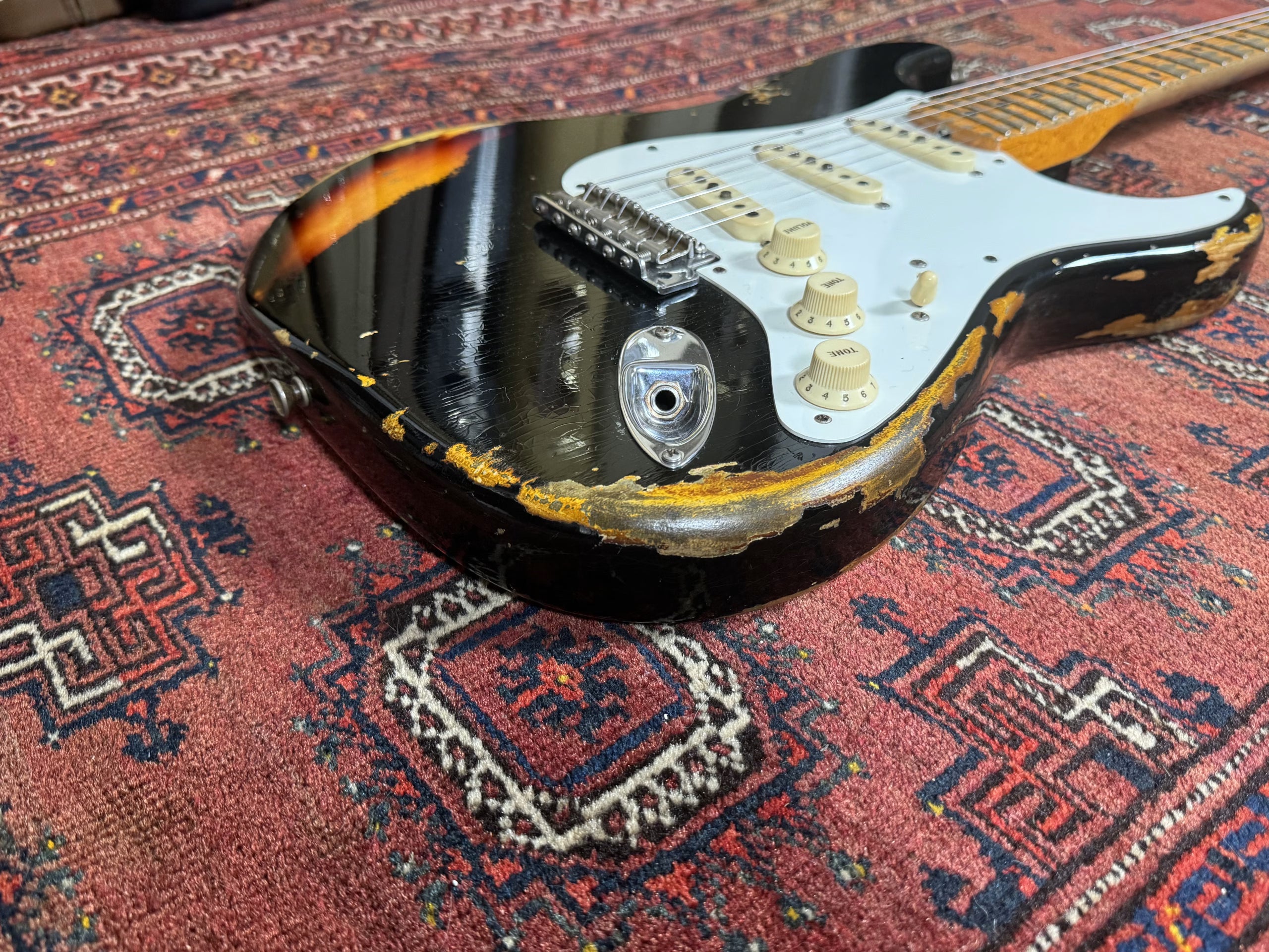 SOLD - 2016 Fender Custom Shop Mischief Maker LTD Heavy Relic Black over Sunburst