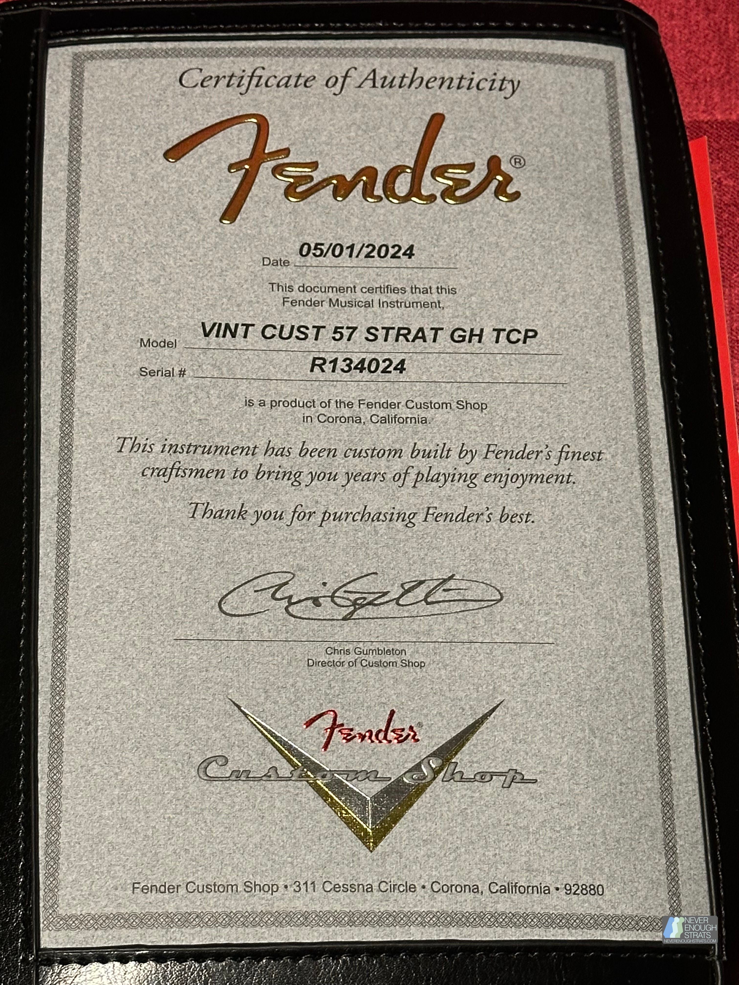 Fender Custom Shop '57 NOS Timecapsule Stratocaster 2024 White Blonde