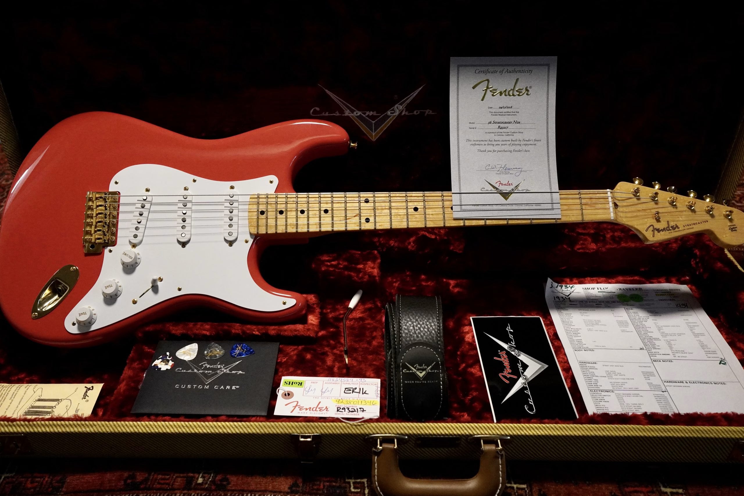 SOLD - 2018 Fender Custom Shop '56 NOS Stratocaster Fiesta Red