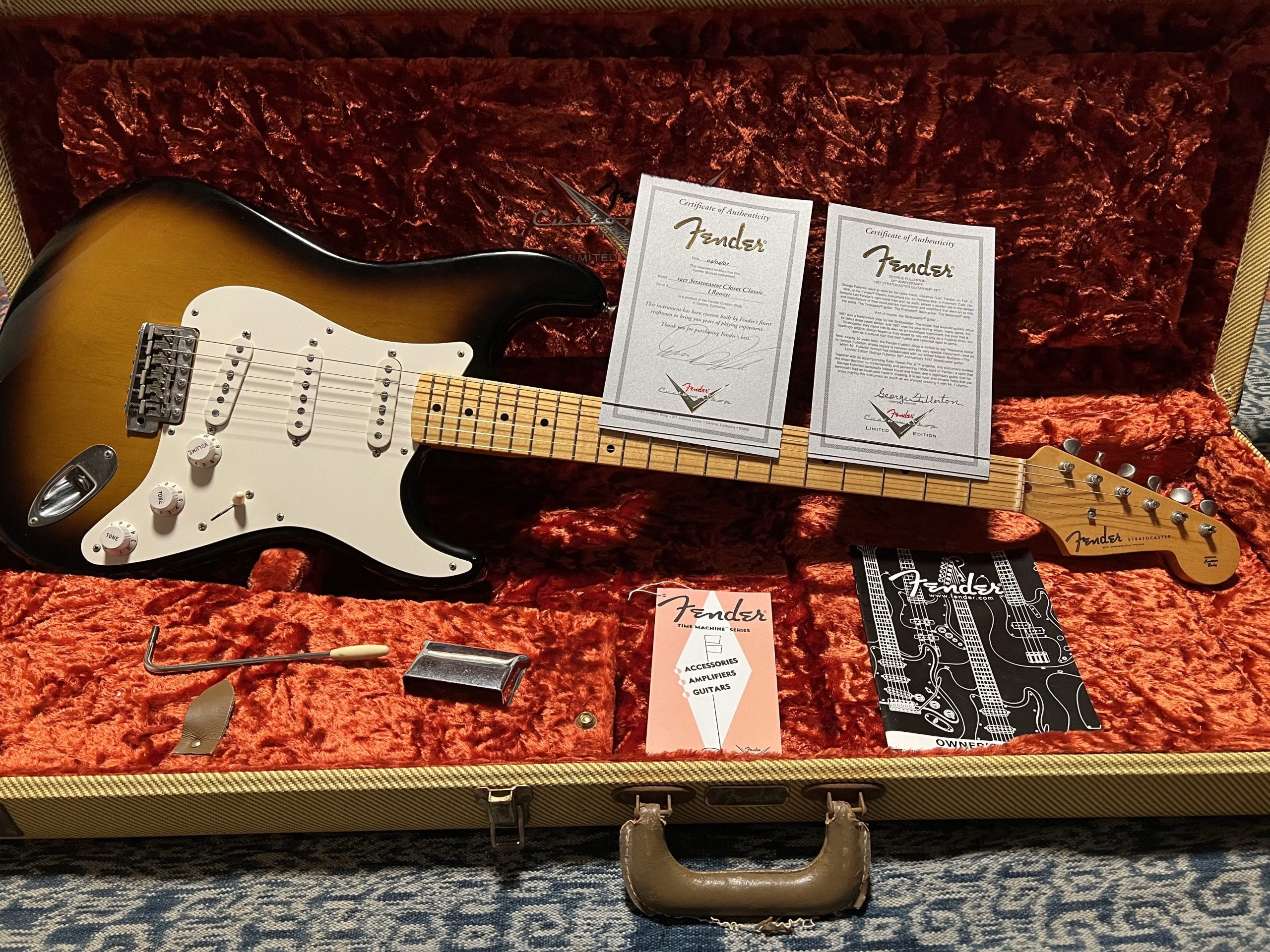 SOLD - 2007 Fender Custom Shop 57 Masterbuilt Stratocaster 50th anniversary by Dennis Galuszka Sunburst