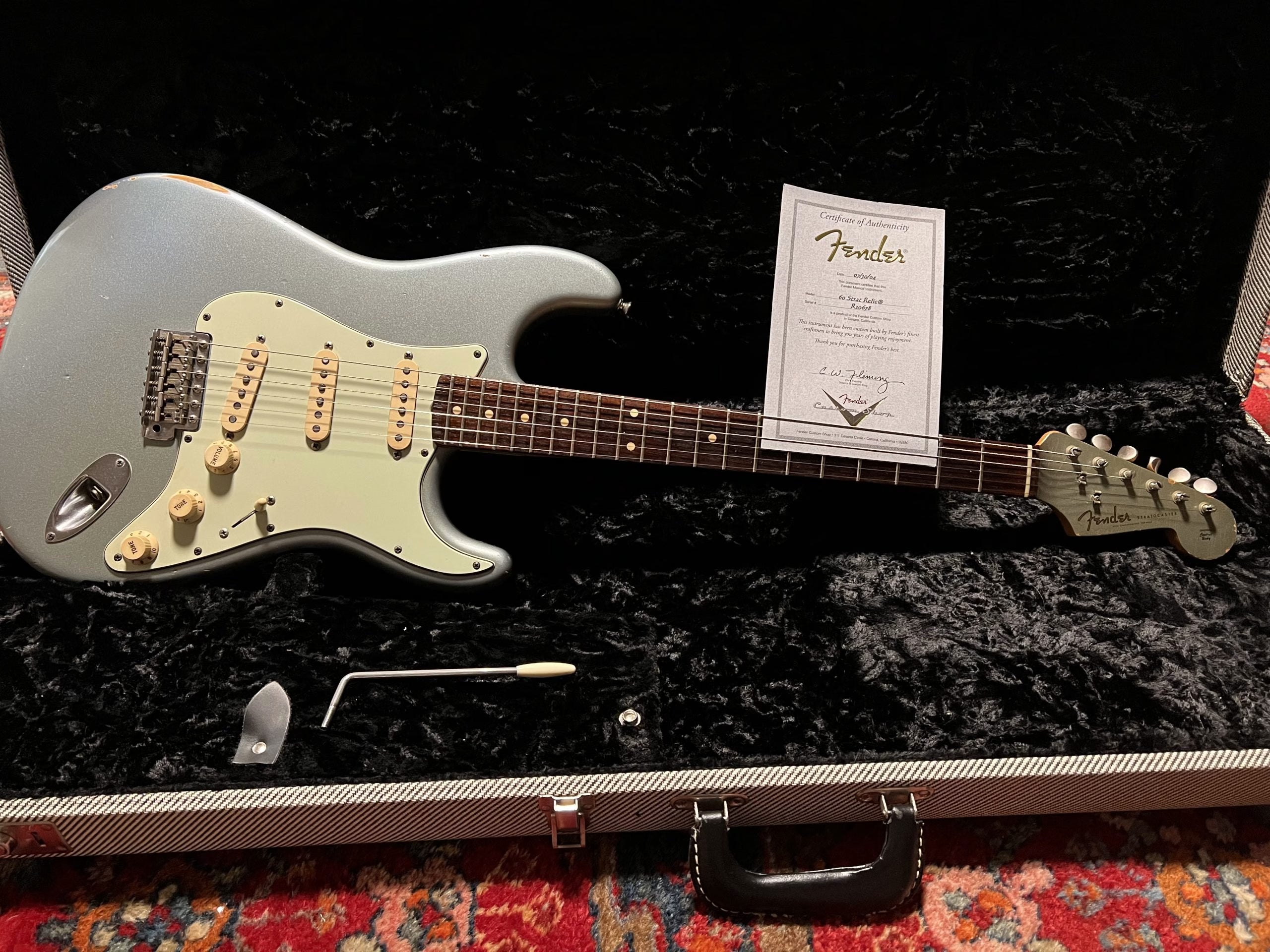 SOLD - 2004 Fender Custom Shop 60 Relic Stratocaster Ice Blue Metalic with matching headstock