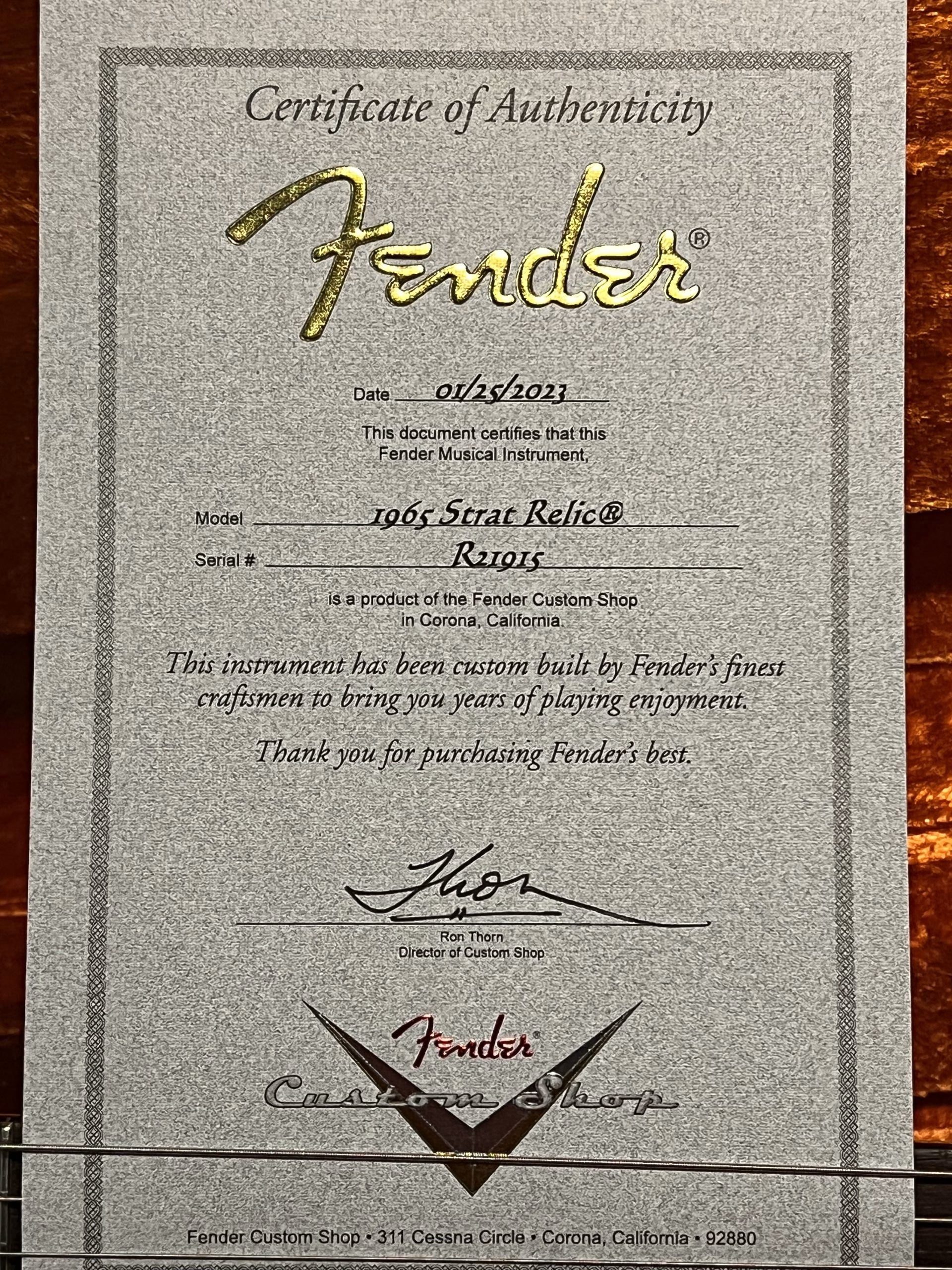 SOLD - 2004 Fender Custom Shop 65 Relic Stratocaster Lake Placid Blue