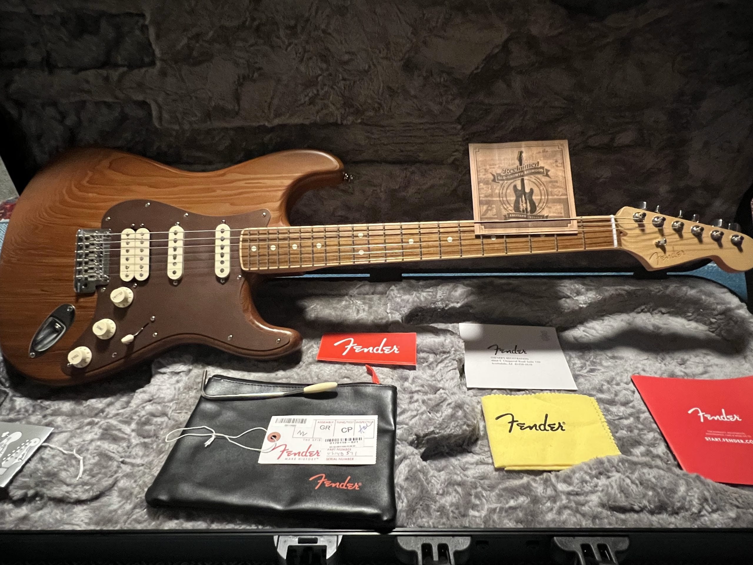 SOLD - 2014 Reclaimed Old Growth Redwood Stratocaster Natural
