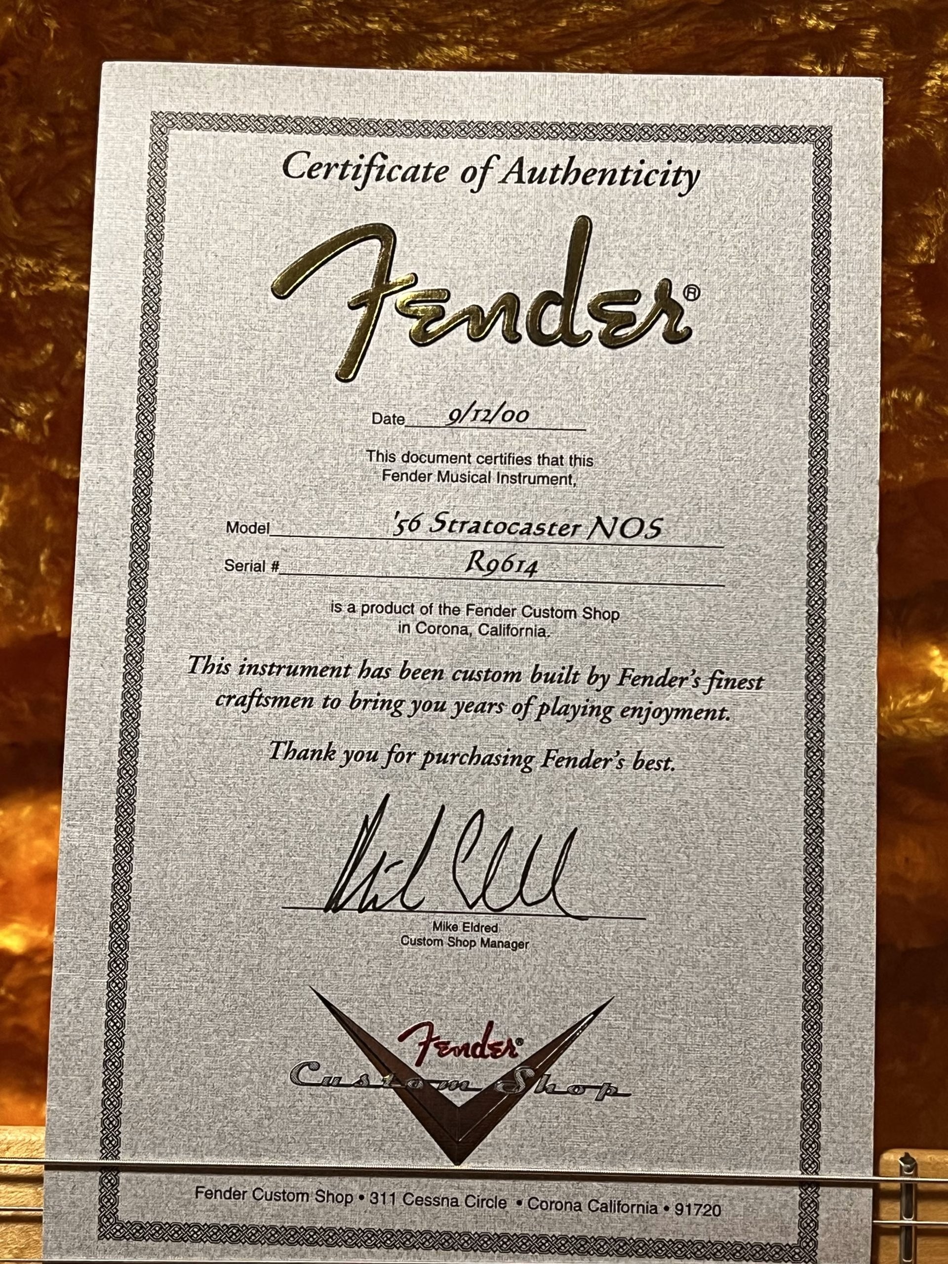 SOLD - 2000 Fender Custom Shop '56 NOS Stratocaster White Blonde