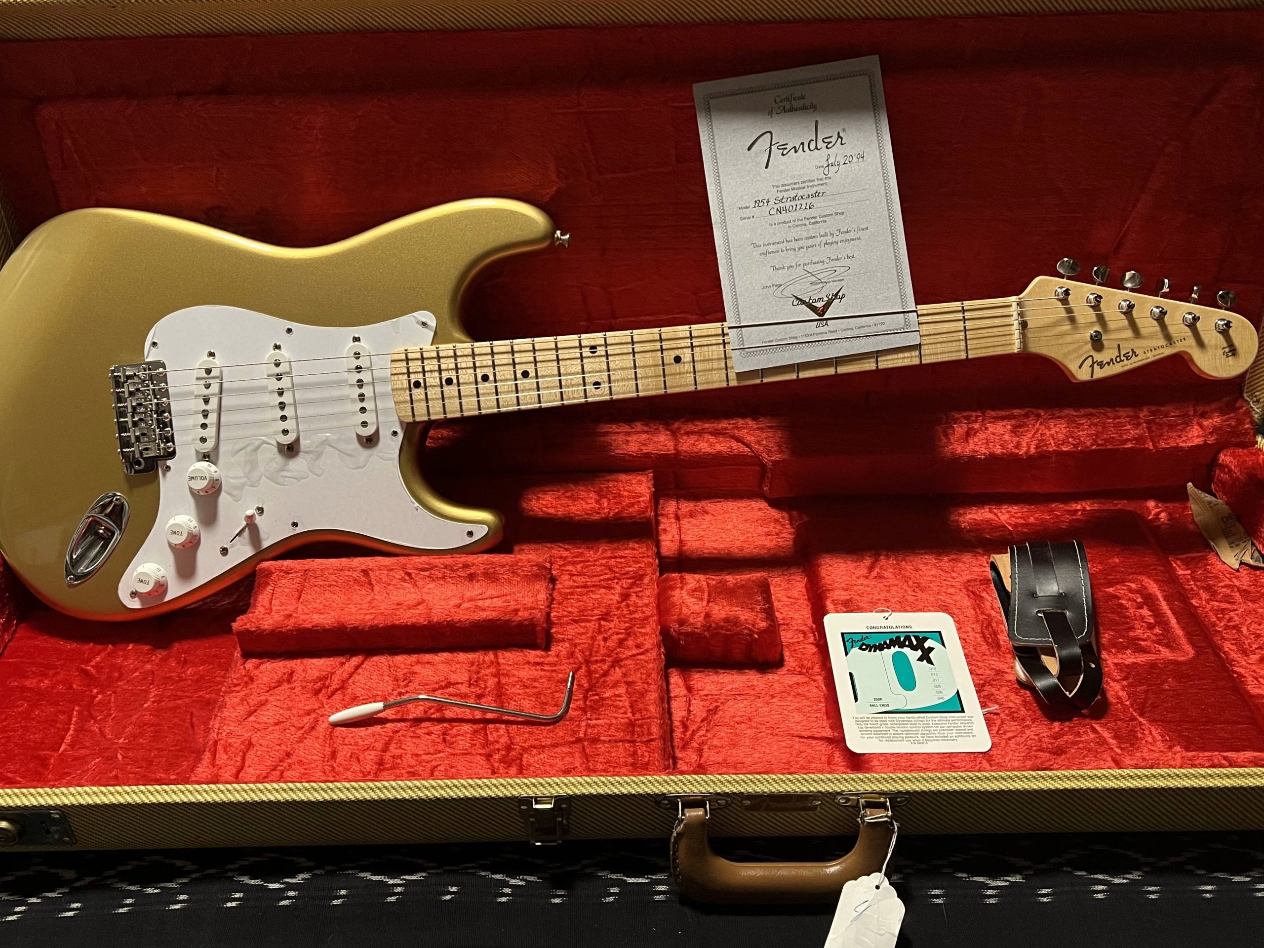 SOLD - 1994 Fender Custom Shop 54 Custom Classic Series Stratocaster Aztec Gold