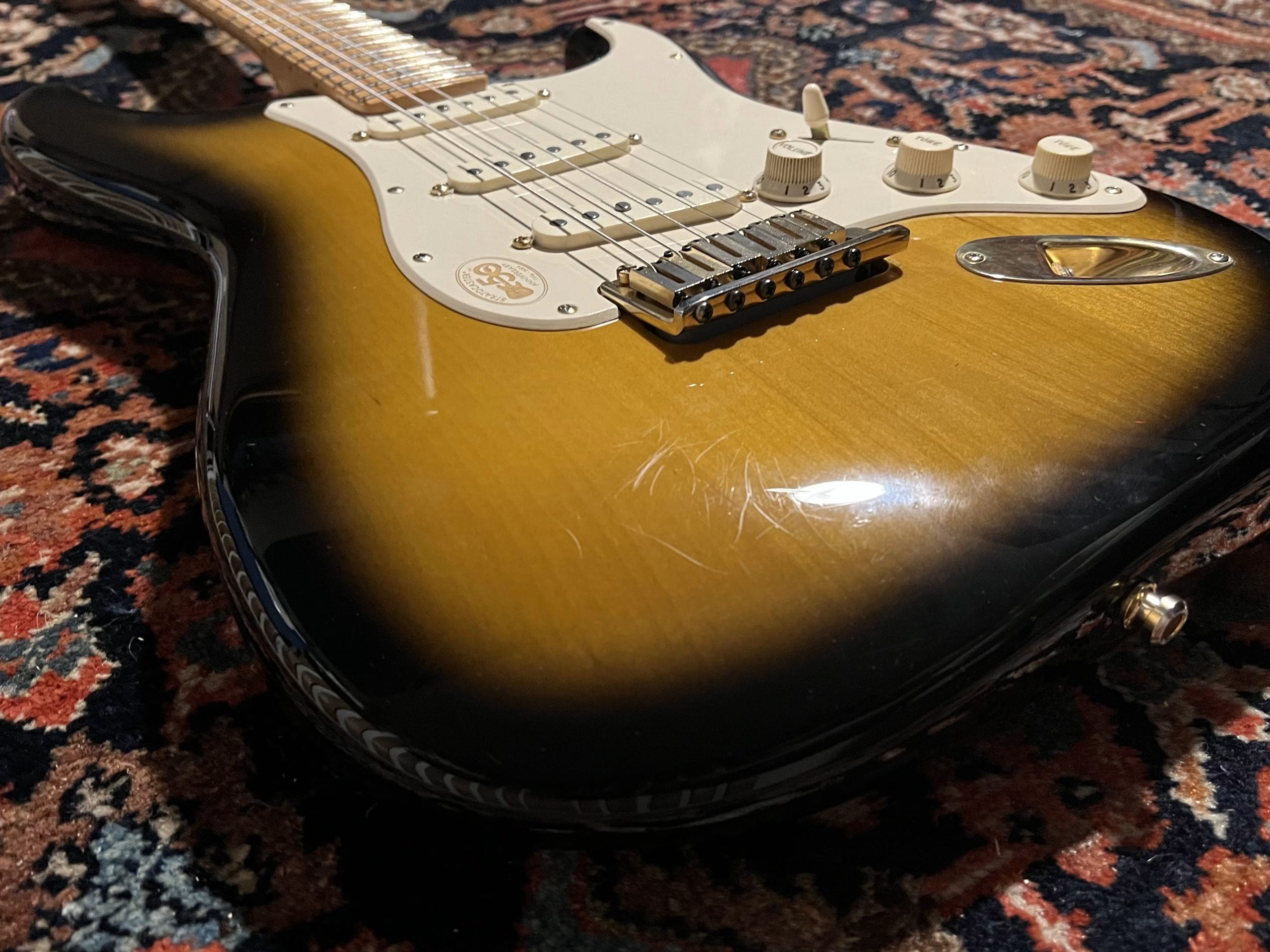 SOLD - 2004 Fender 50th Anniversary American Deluxe Stratocaster Two Tone Sunburst