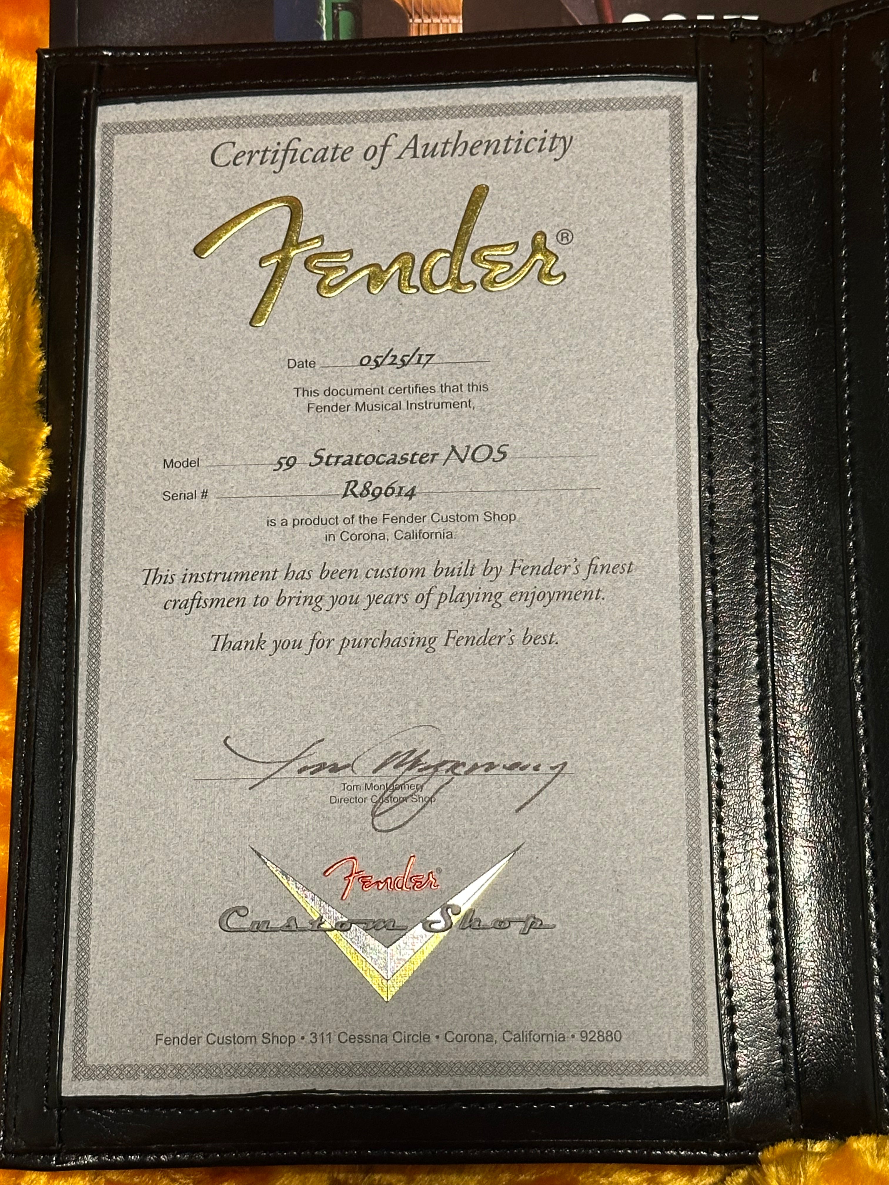 Fender Custom Shop '59 NOS Stratocaster 2017 Sunburst